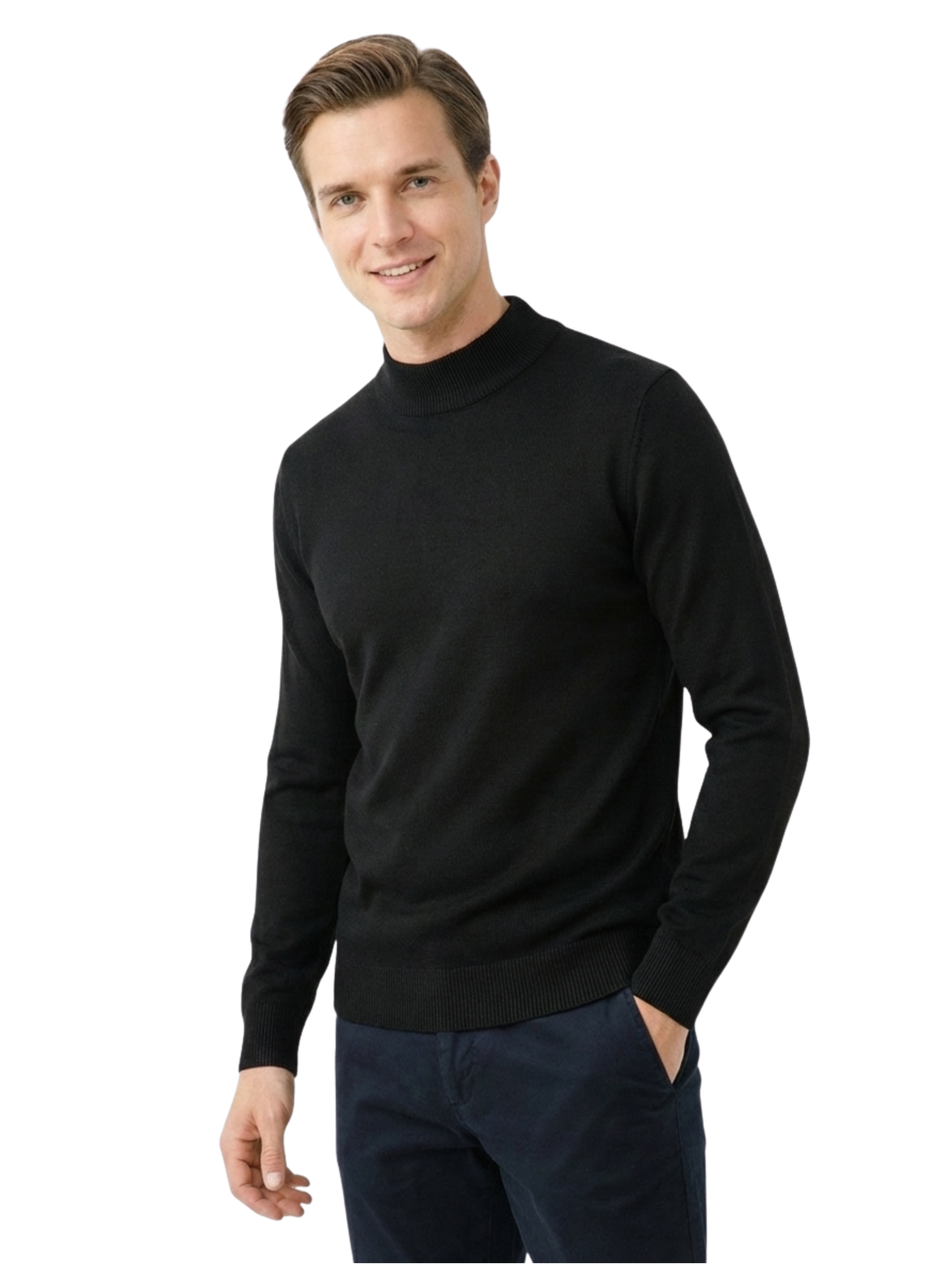 Damat Black High Neck Knitted Pullover