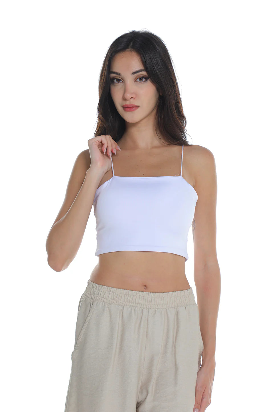 Thin Strap White Crop Top