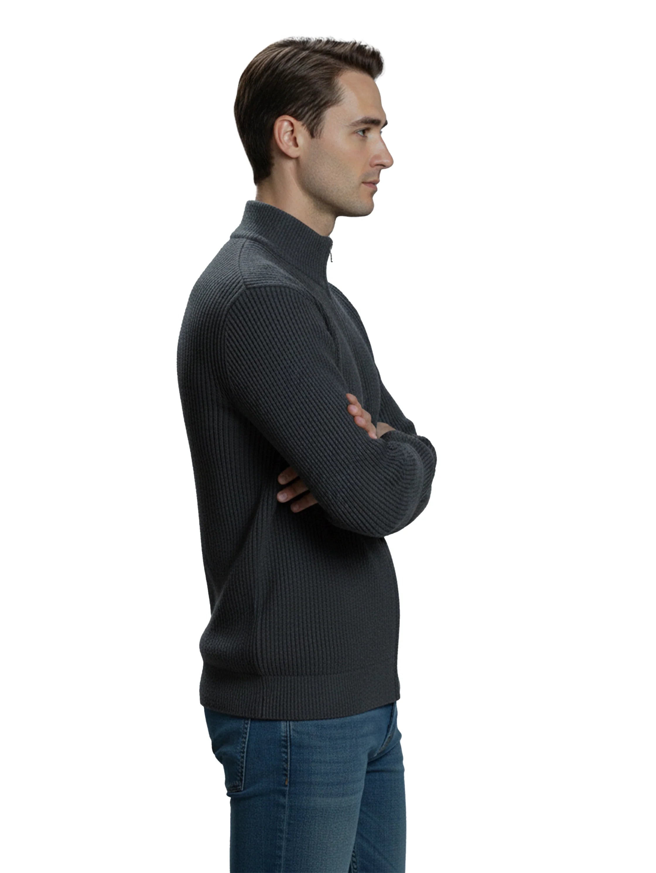 Knitwear Dark Grey Full Zipper Pullover