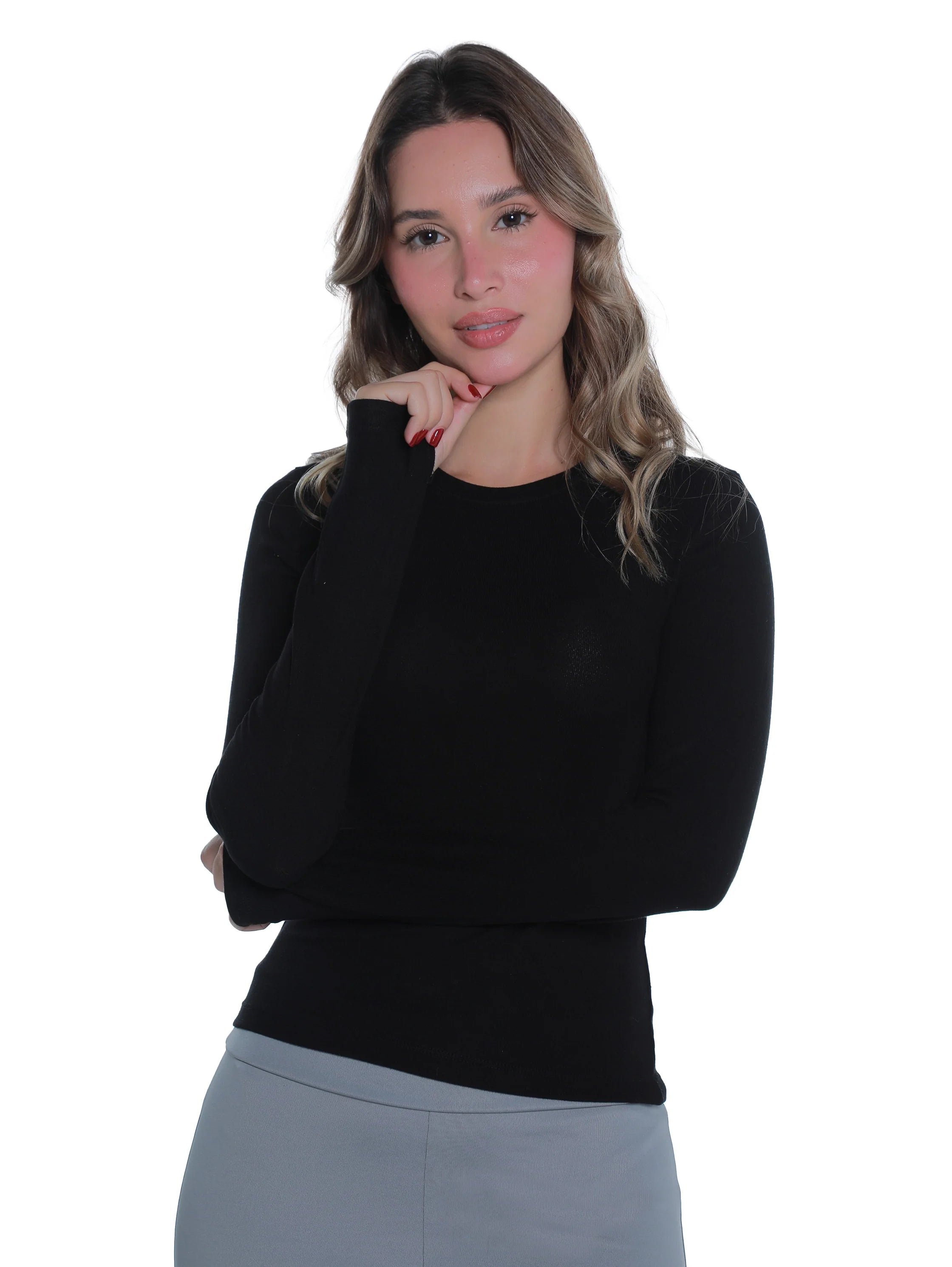 Cotton Black Top With Open Attached Finger