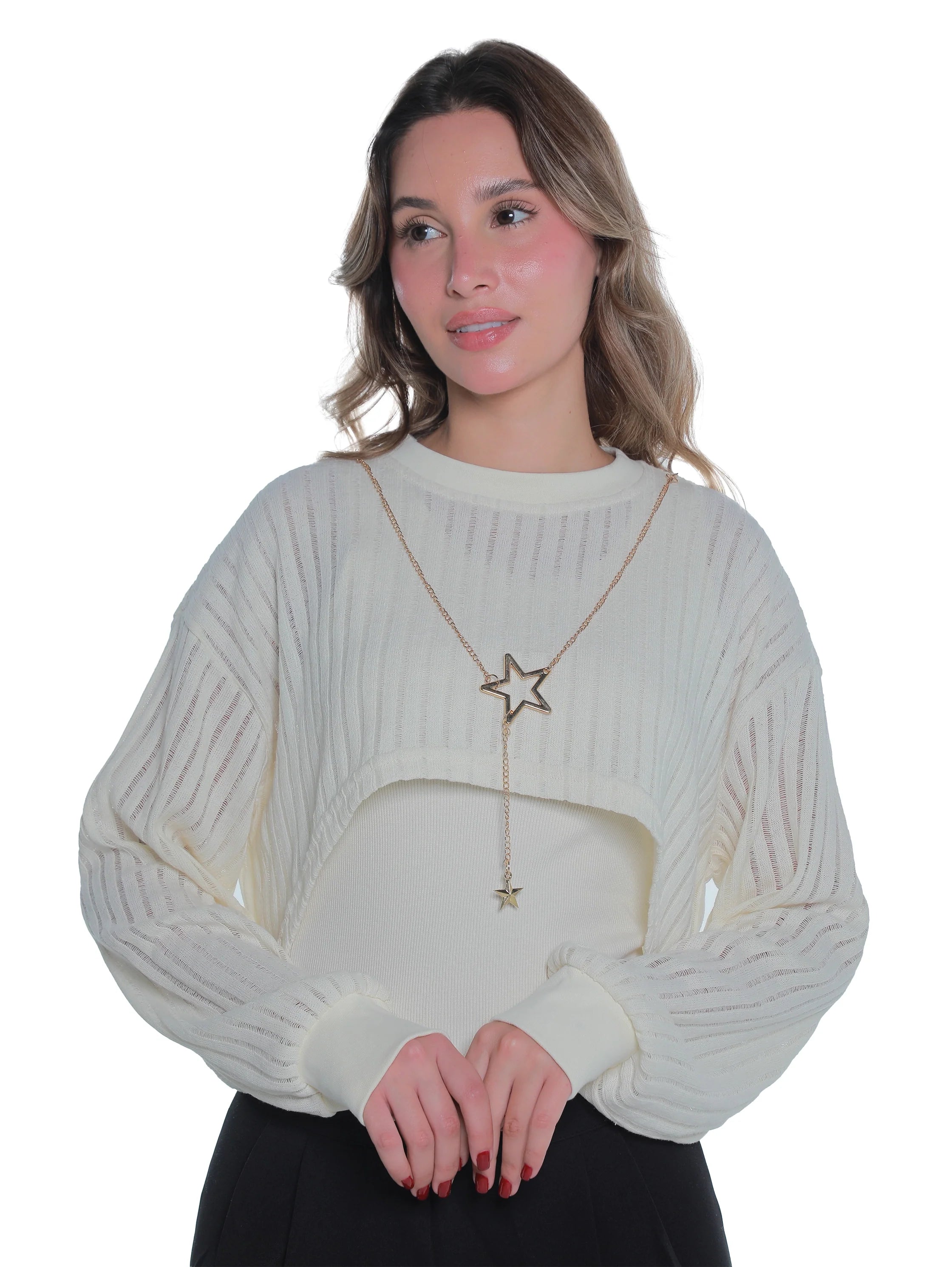 Offwhite 2 pieces Top With Necklace Design