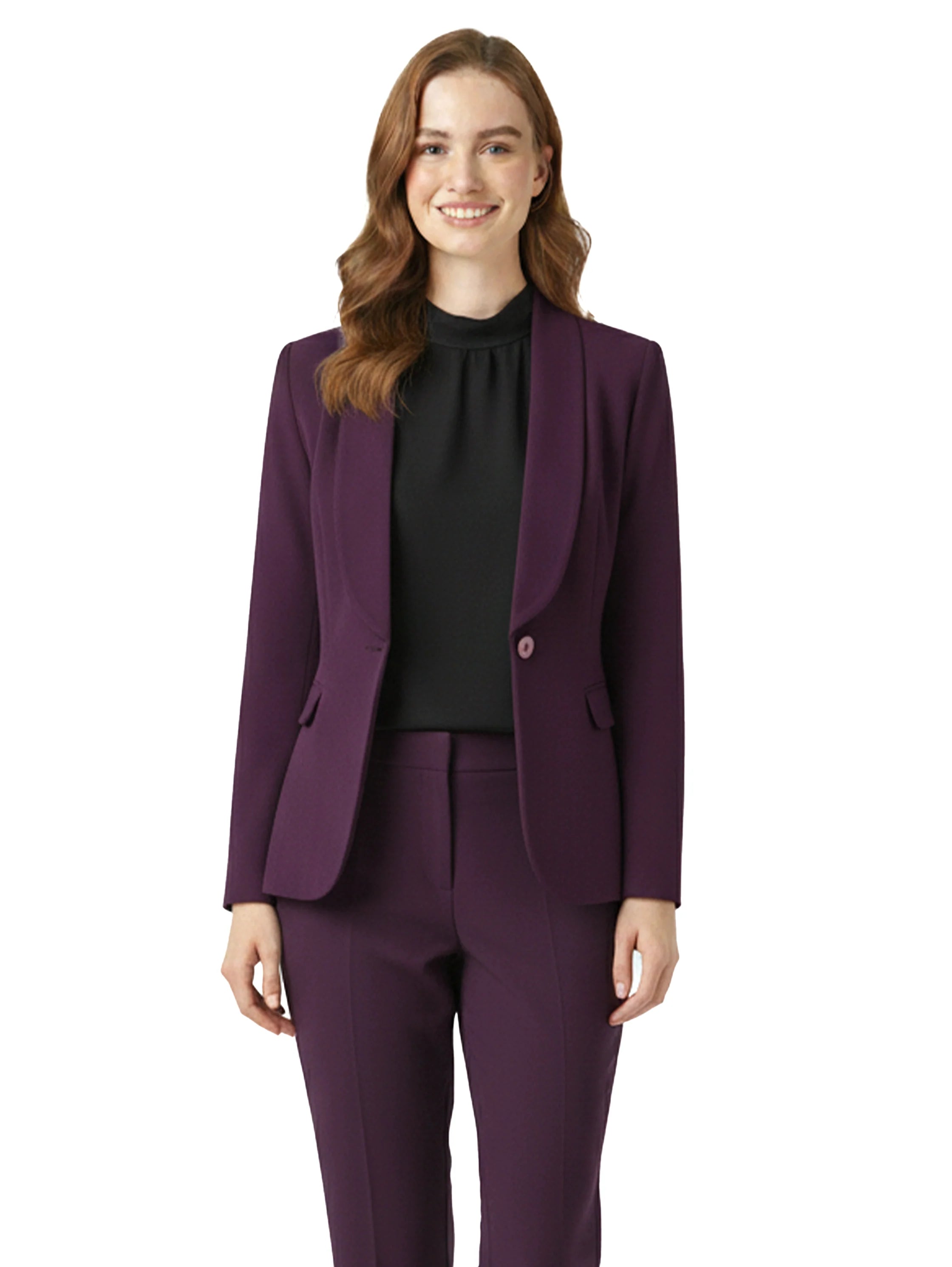 Dark Purple Long-Sleeved Blazer With Lapel Collar