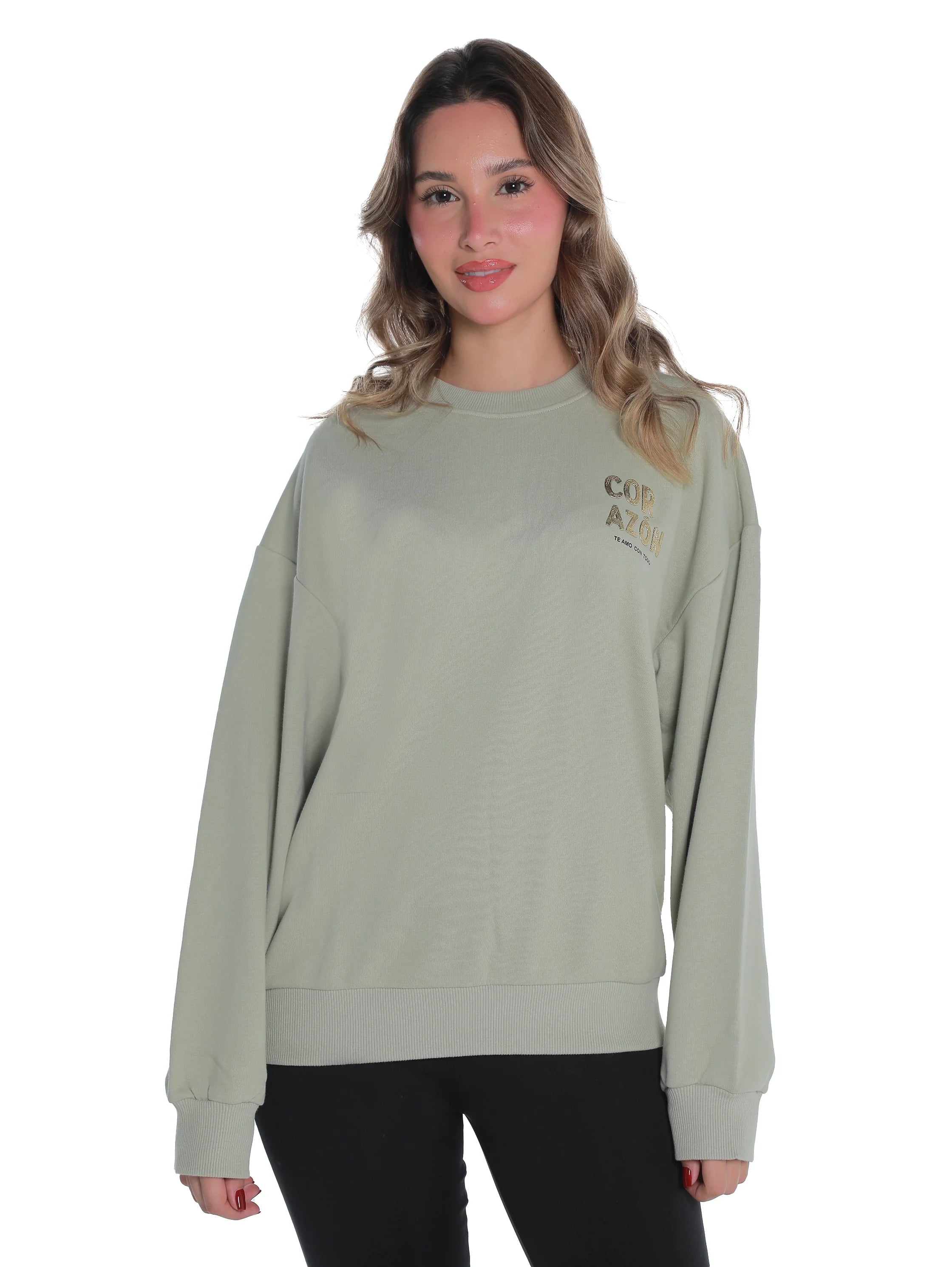 Mint Long Sleeved Sweater With Cozy Front Design