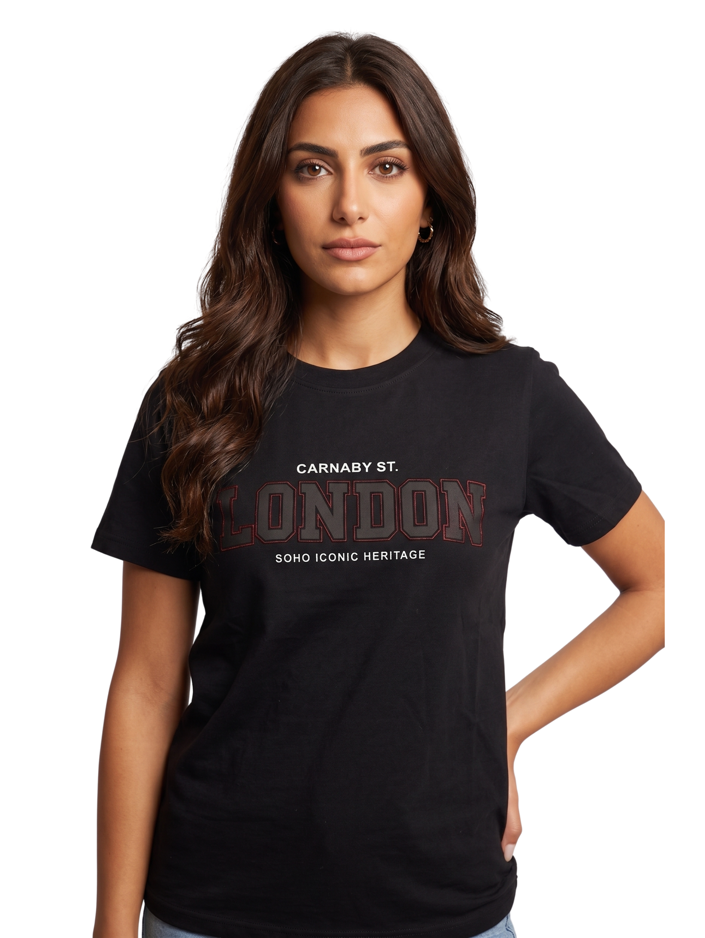 Black Short Sleeved T-Shirt With Printed Design
