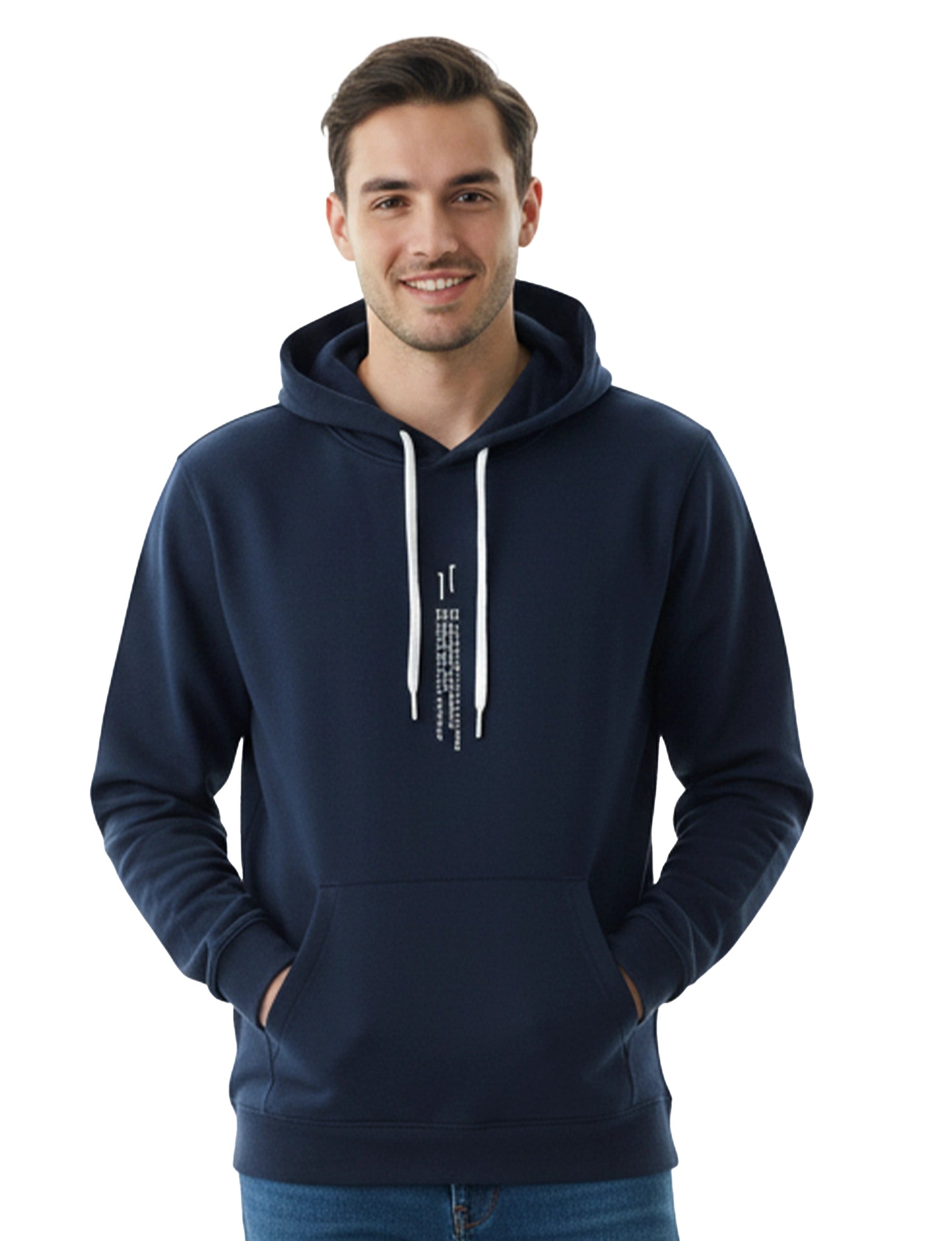 Navy Cotton Hoodie With Adjustable Drawstring