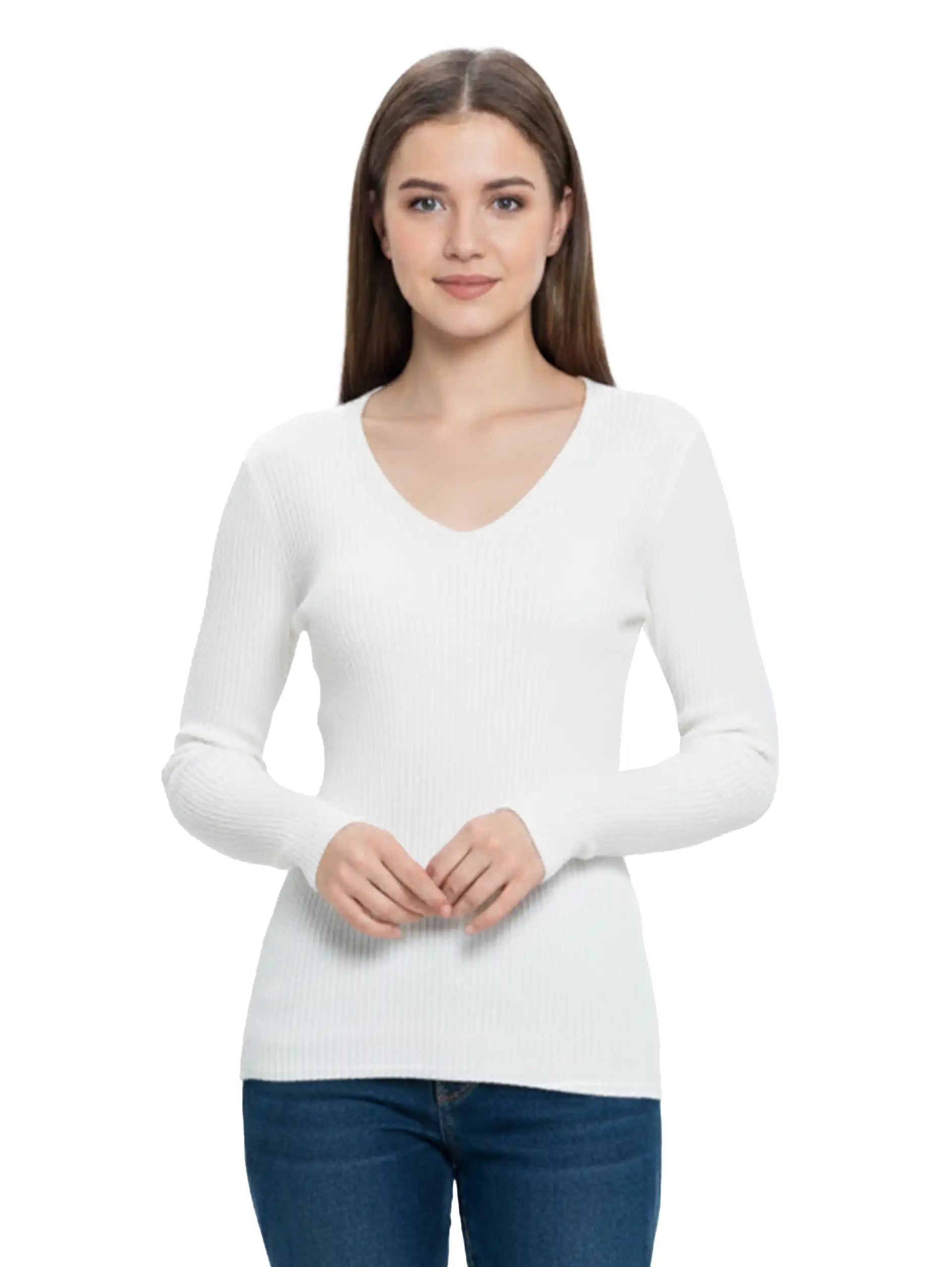 Offwhite V-Neck Knitwear Sweater