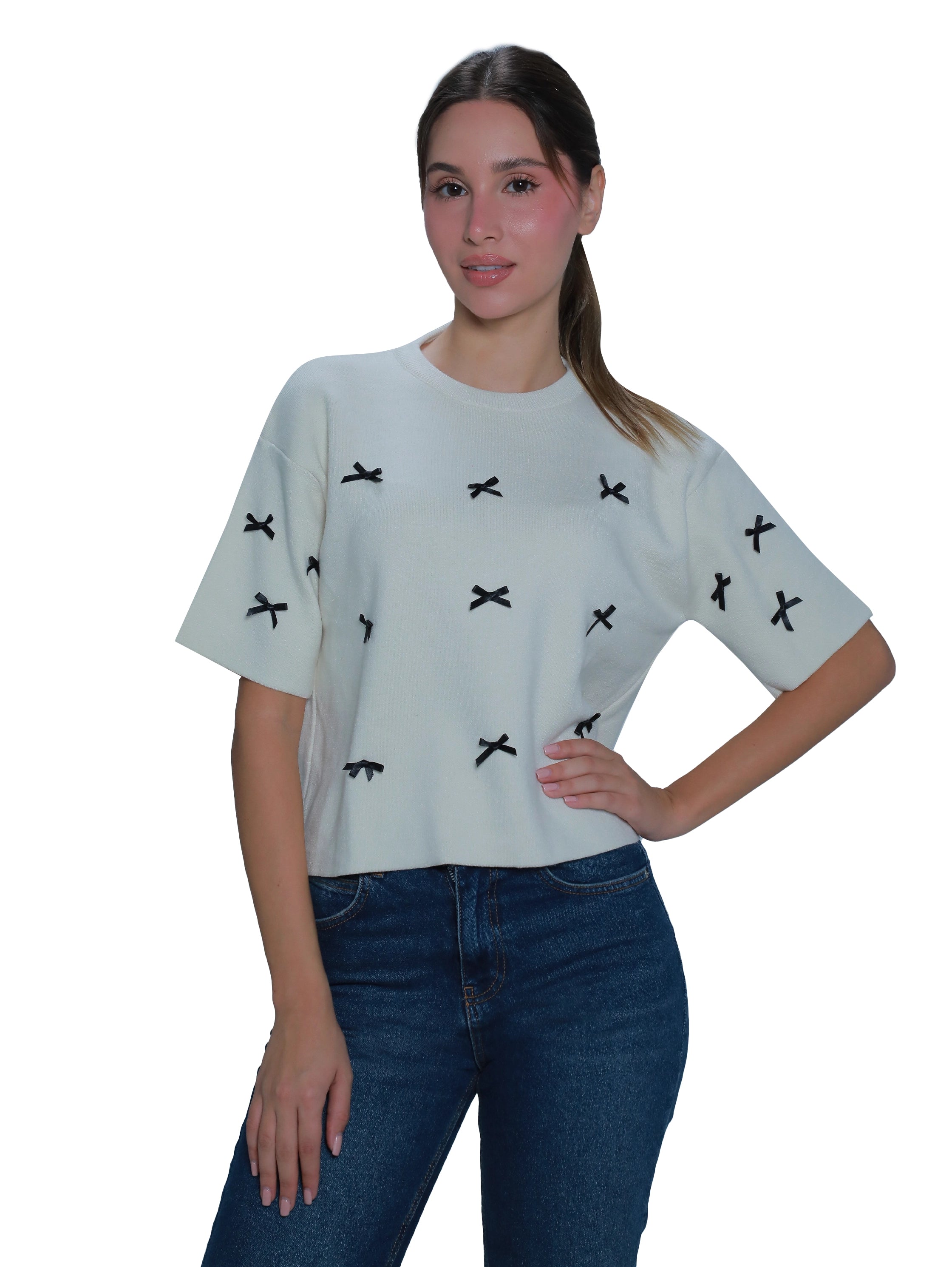 Short Sleeved Offwhite Oversize Pullover