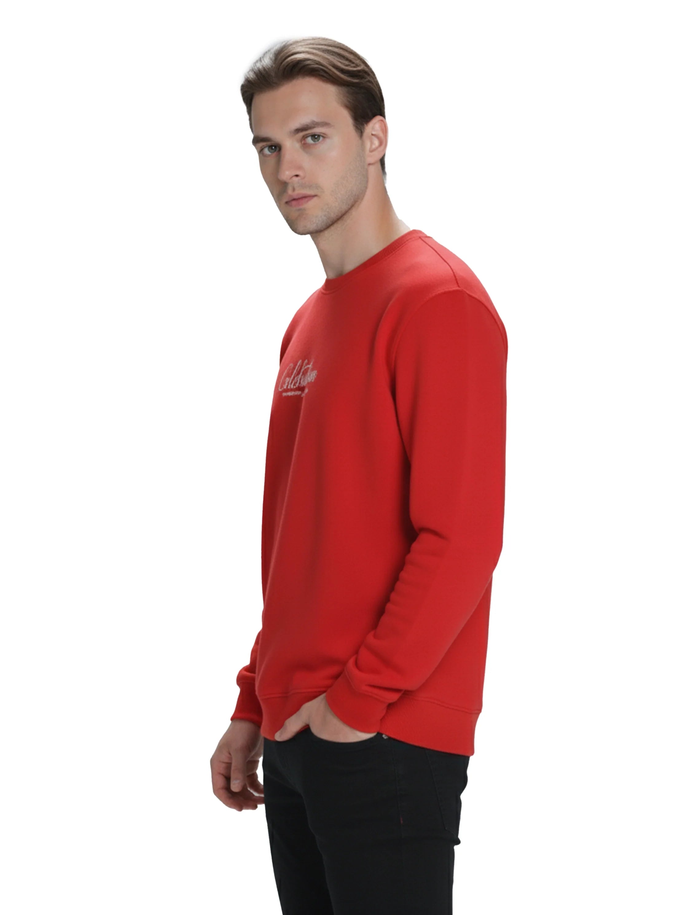 Red Sweater With Round Neck Design