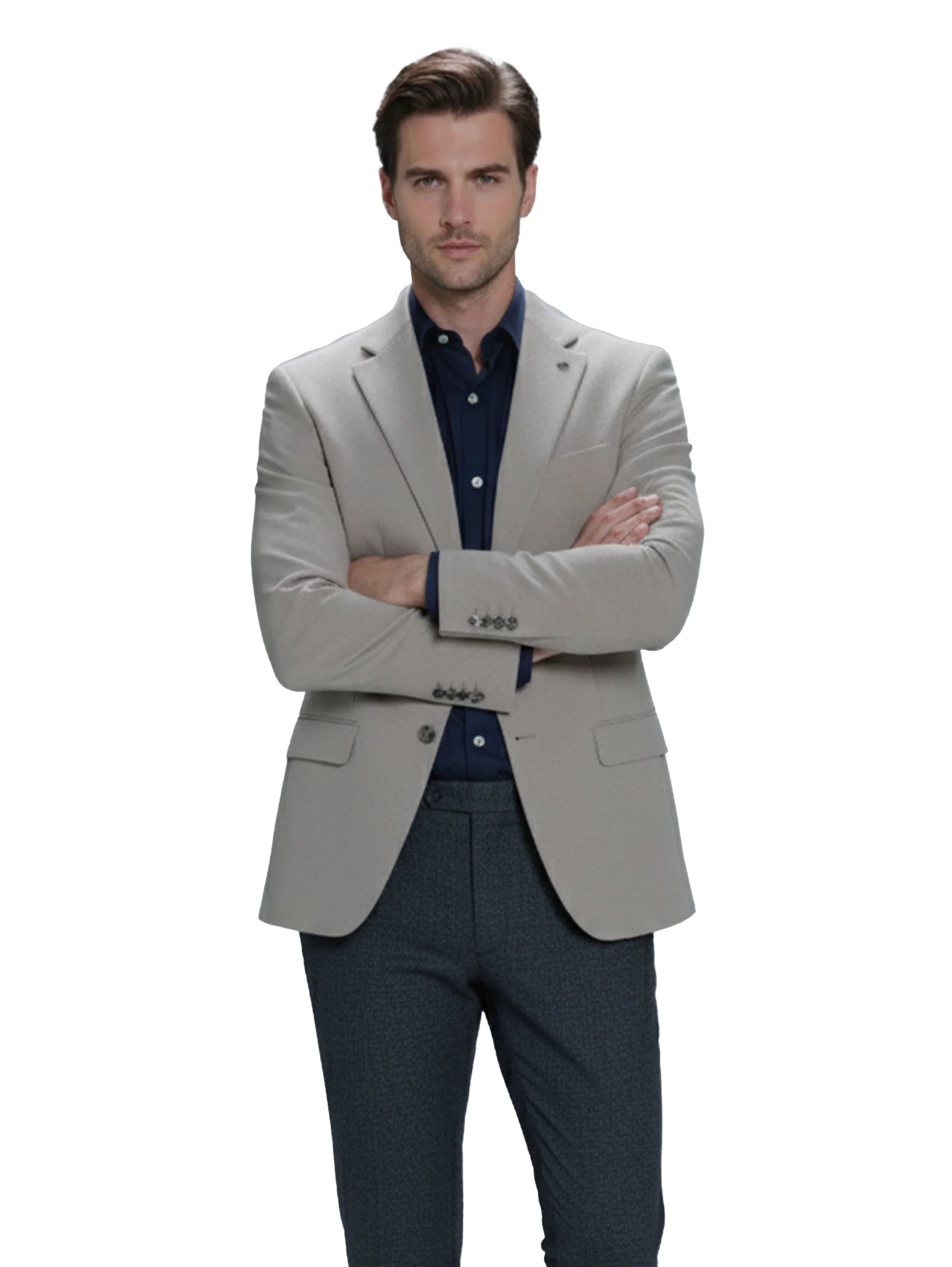 Single-Breasted Beige Blazer Wit Two Button To Close