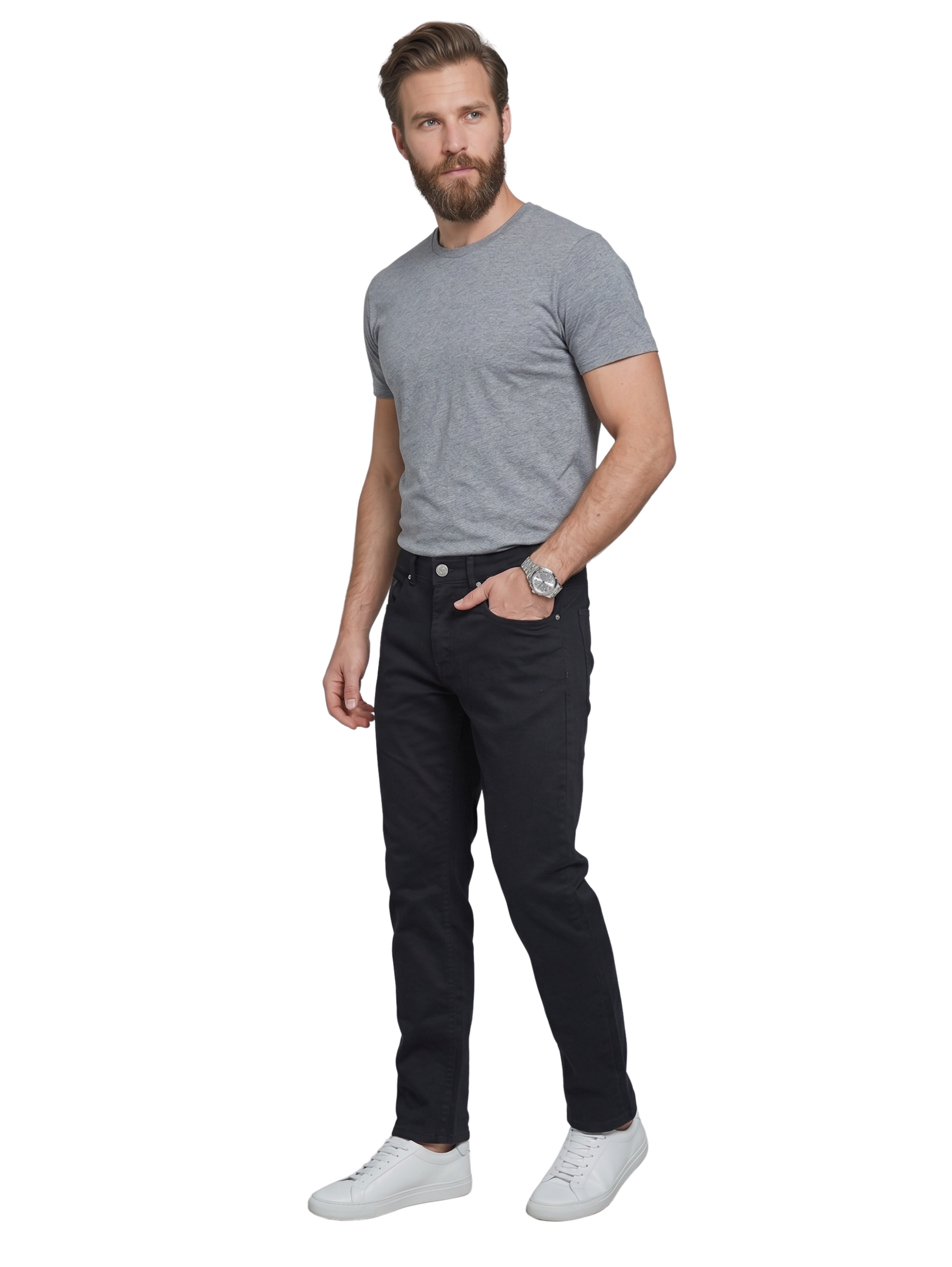 Slim Fit Black Chino Pants With 5 Pocket Design