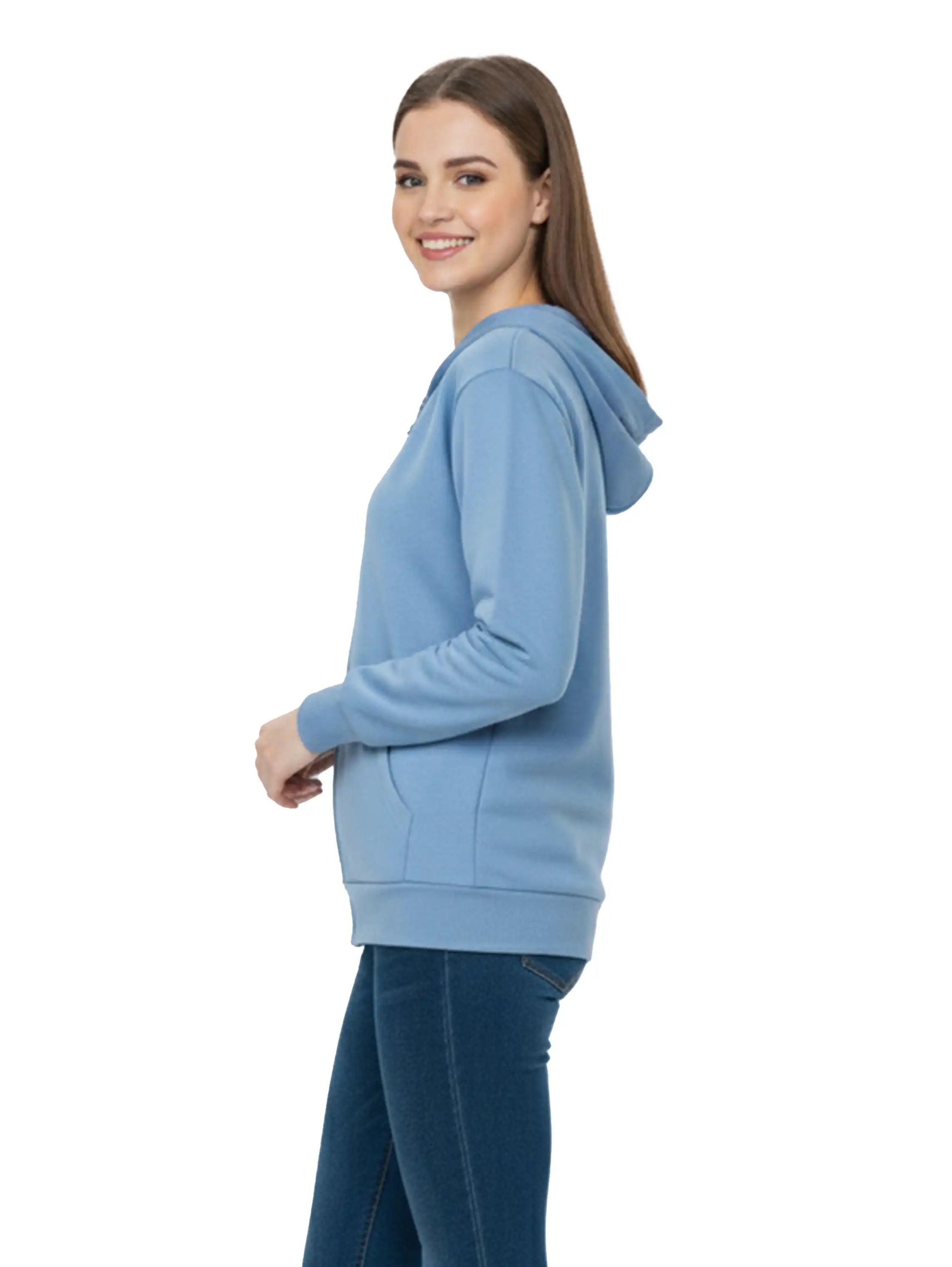 Blue Cotton Jacket with Hood