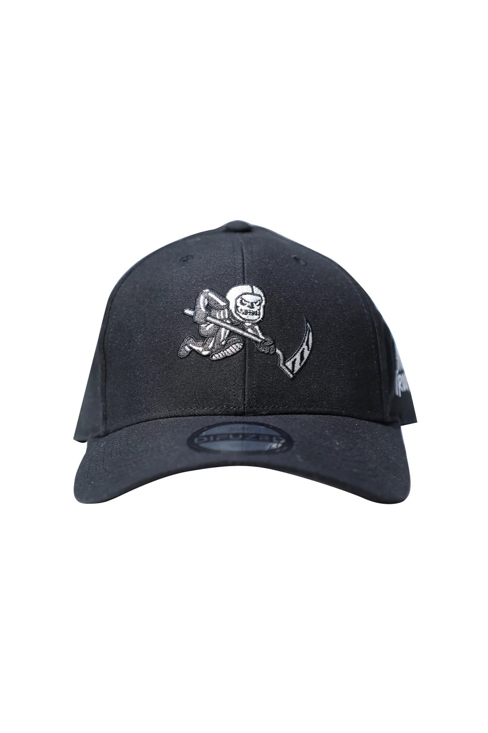Black Baseball Cap With Embroidered Cartoon