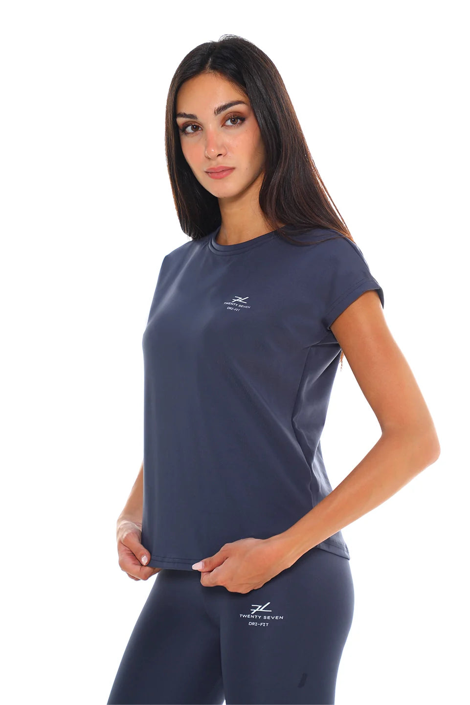 Short Sleeved Dark Grey Active Top With Simple Logo