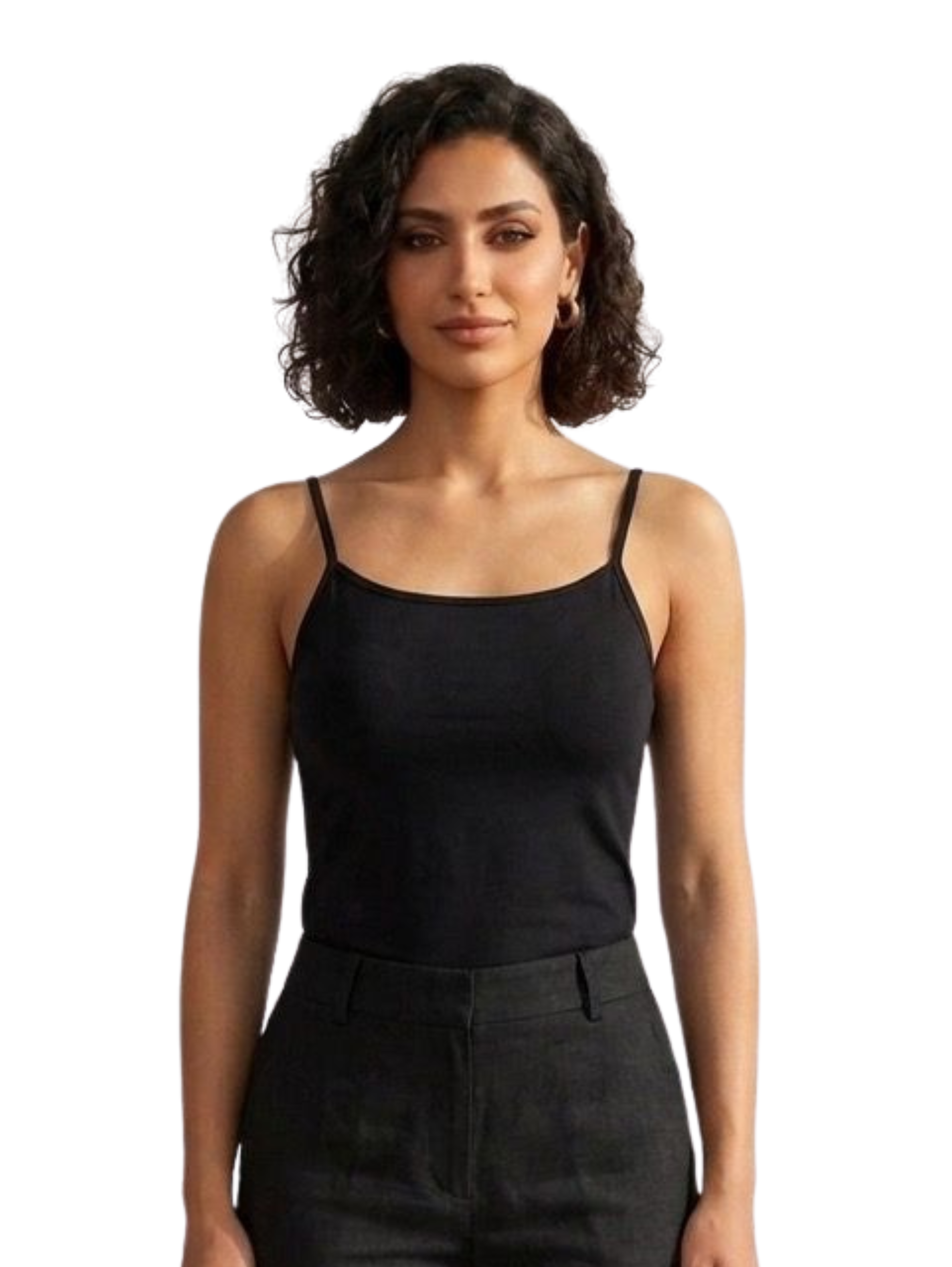 Black Sleeveless Basic Square Neck Top