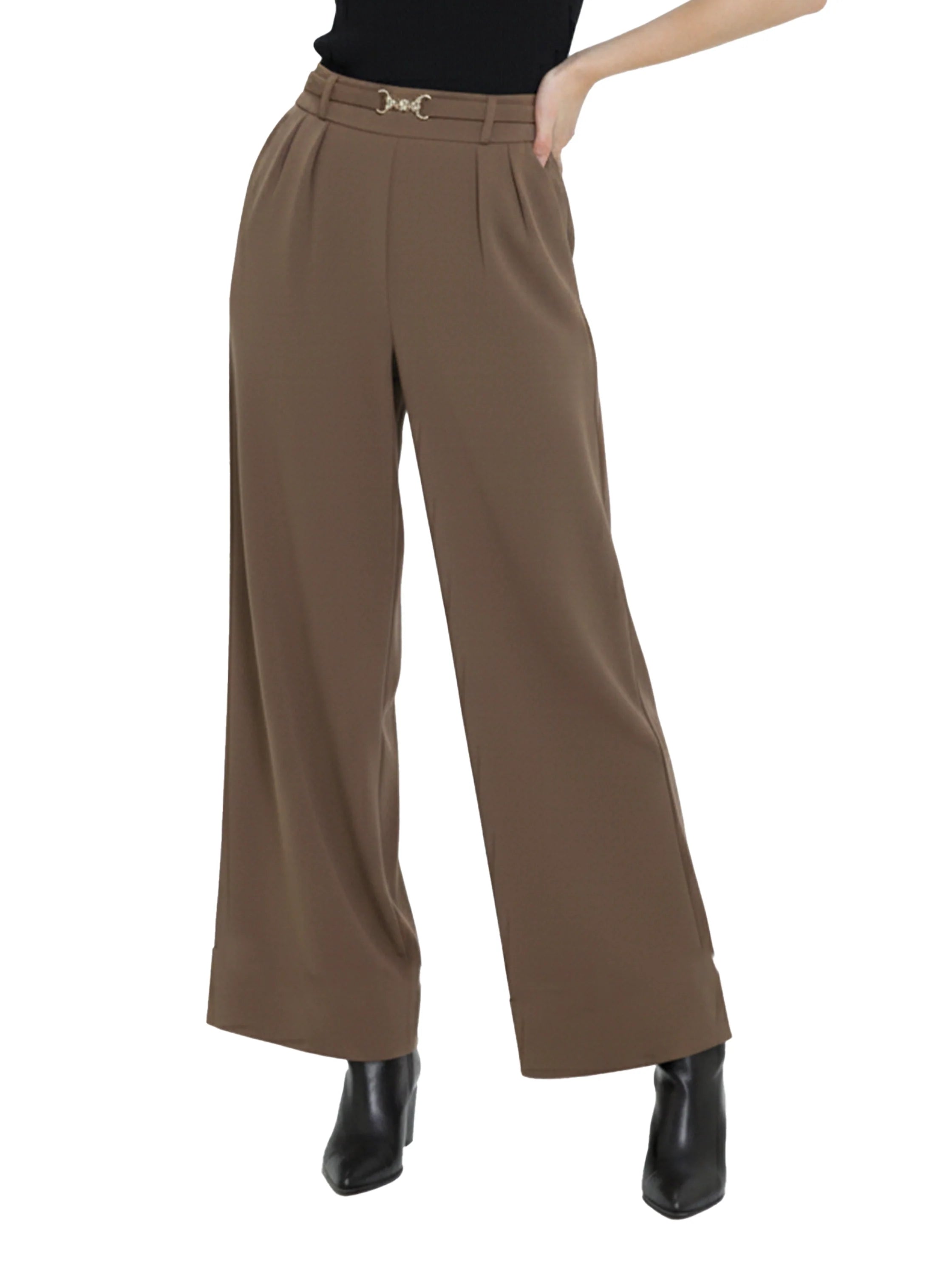 Light Brown Wide Leg Classy Pant With Side Pockets