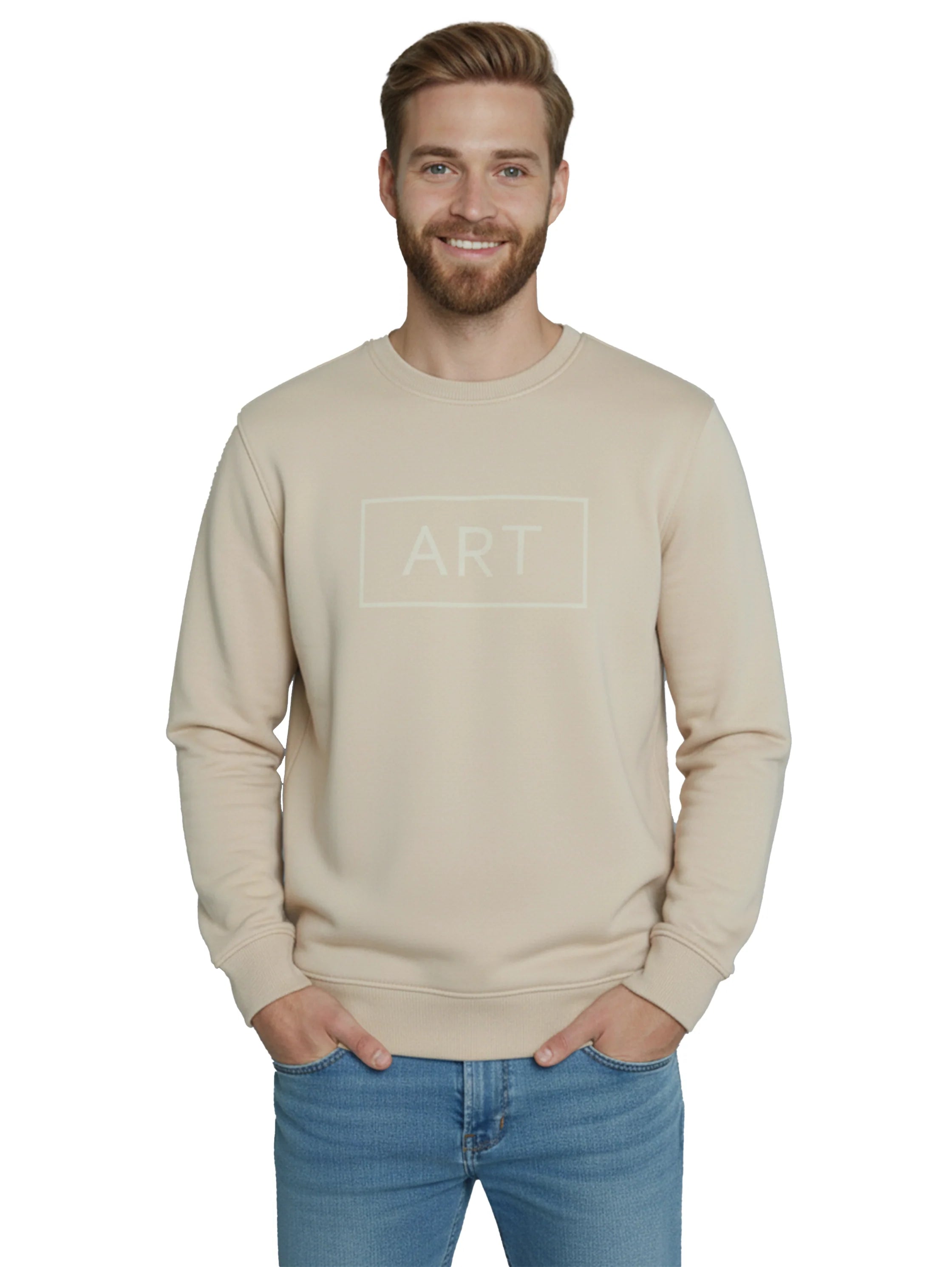 Beige Sweater with " Art" Front Design
