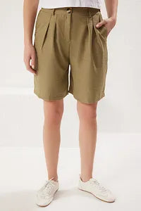 Trendyol High Waist Linen Bermuda Short