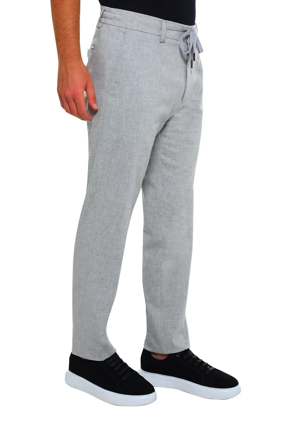Casual Grey Linen Pant With Slanted Side Pockets