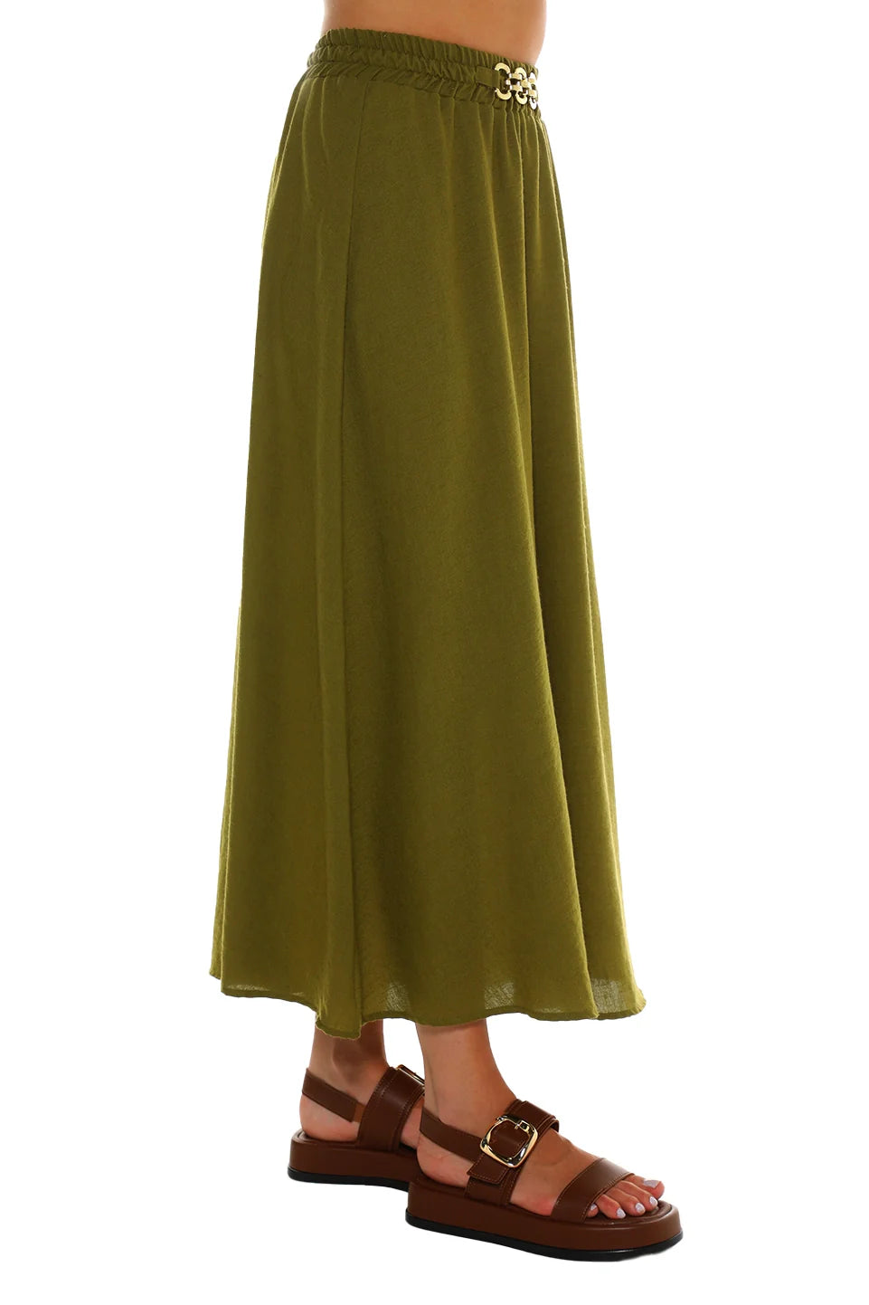Maxi Khaki Belted Skirt