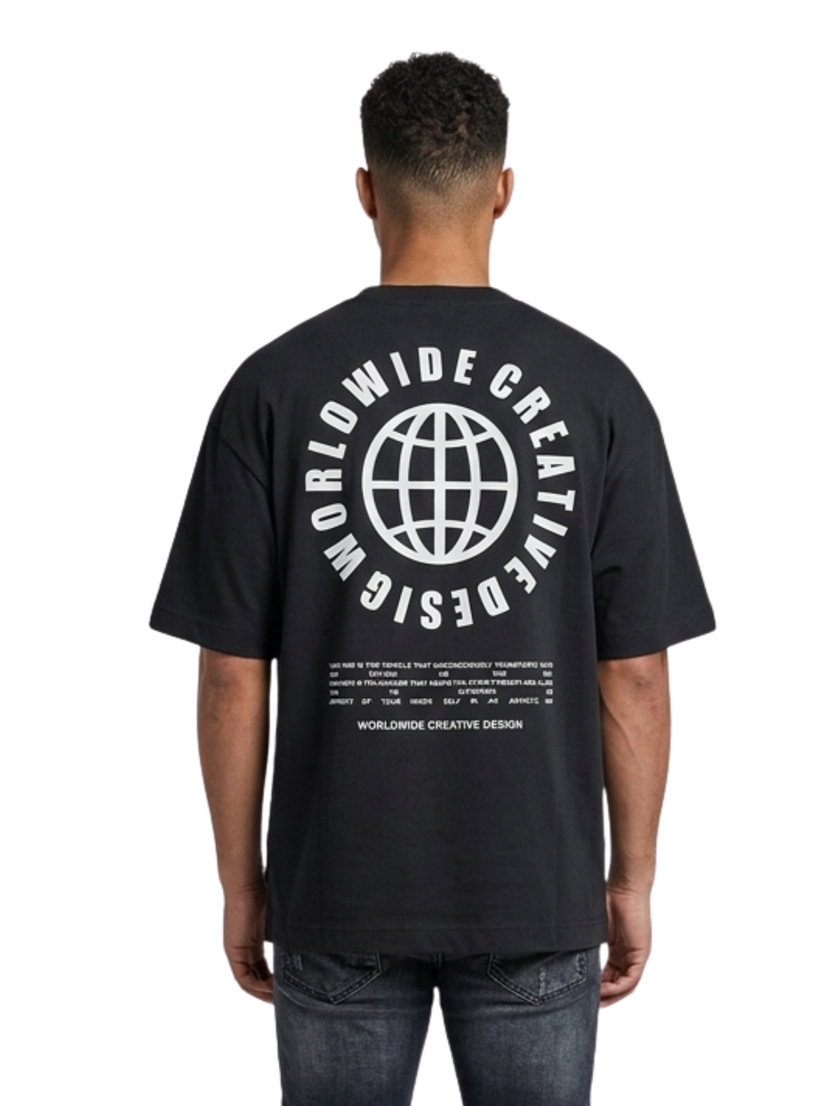 Oversized Black Round T-Shirt With Back Design