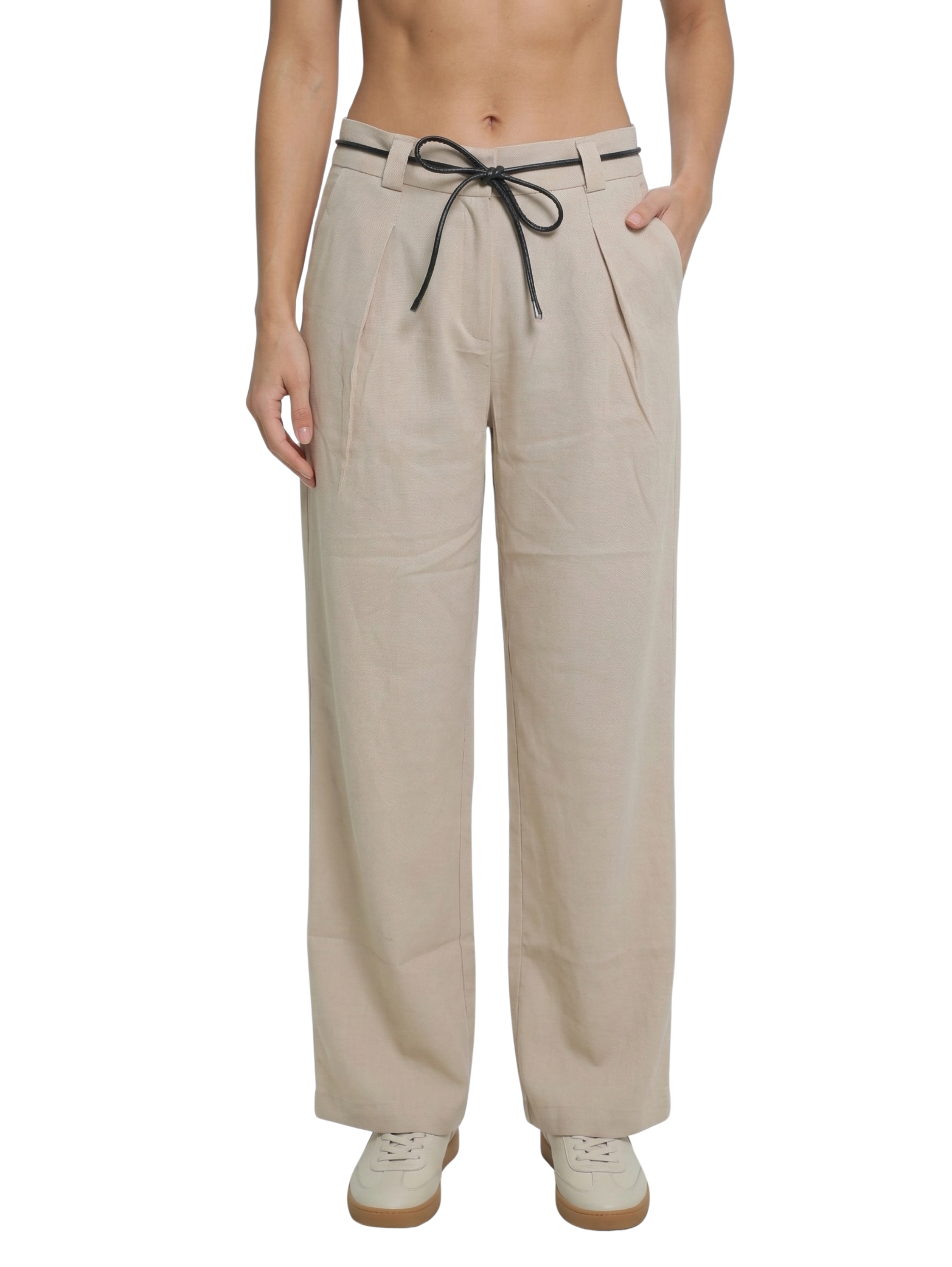 Beige Pant With Drawstring Waist