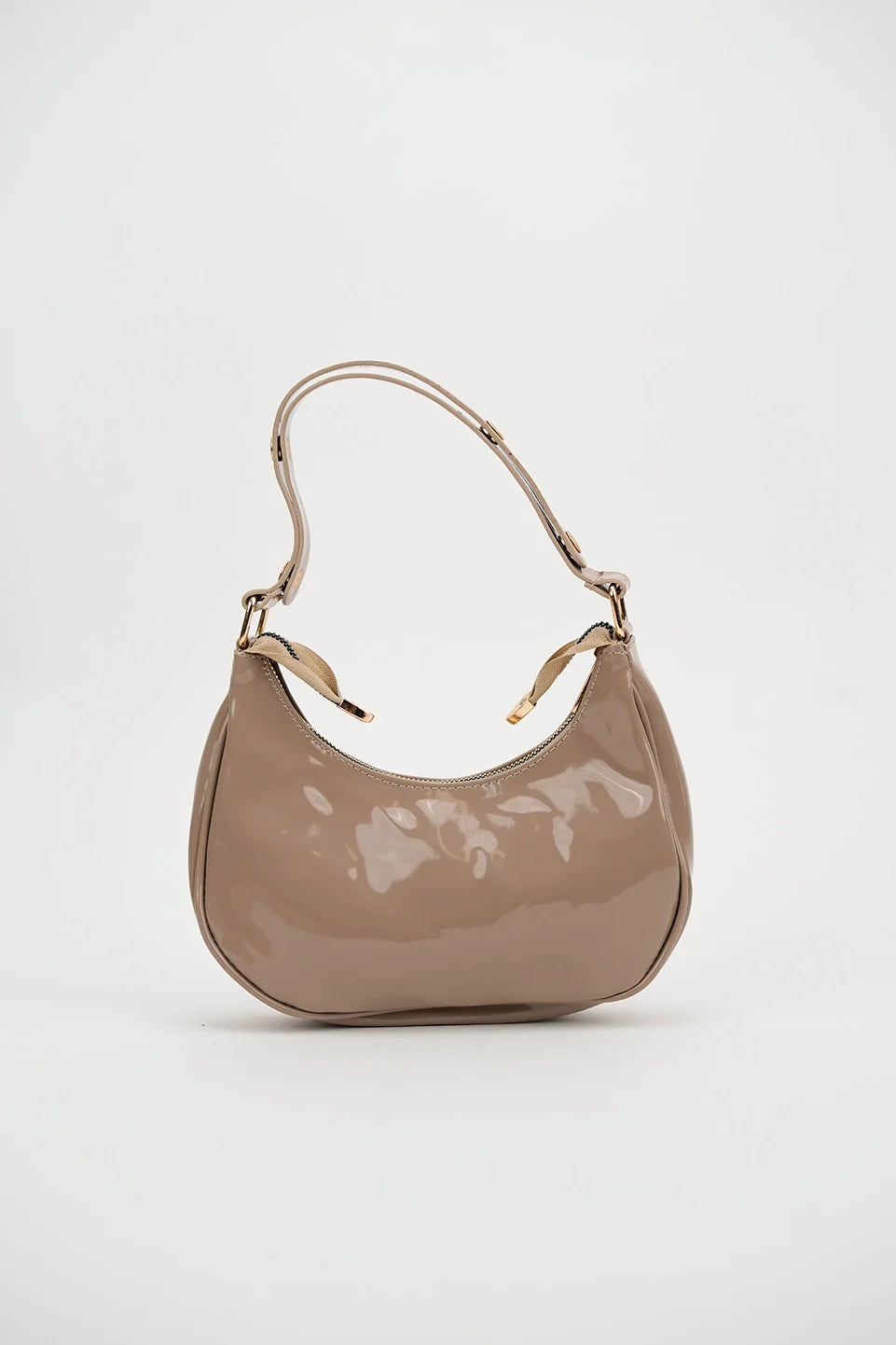 Oval Short Handle Shoulder Beige Bag