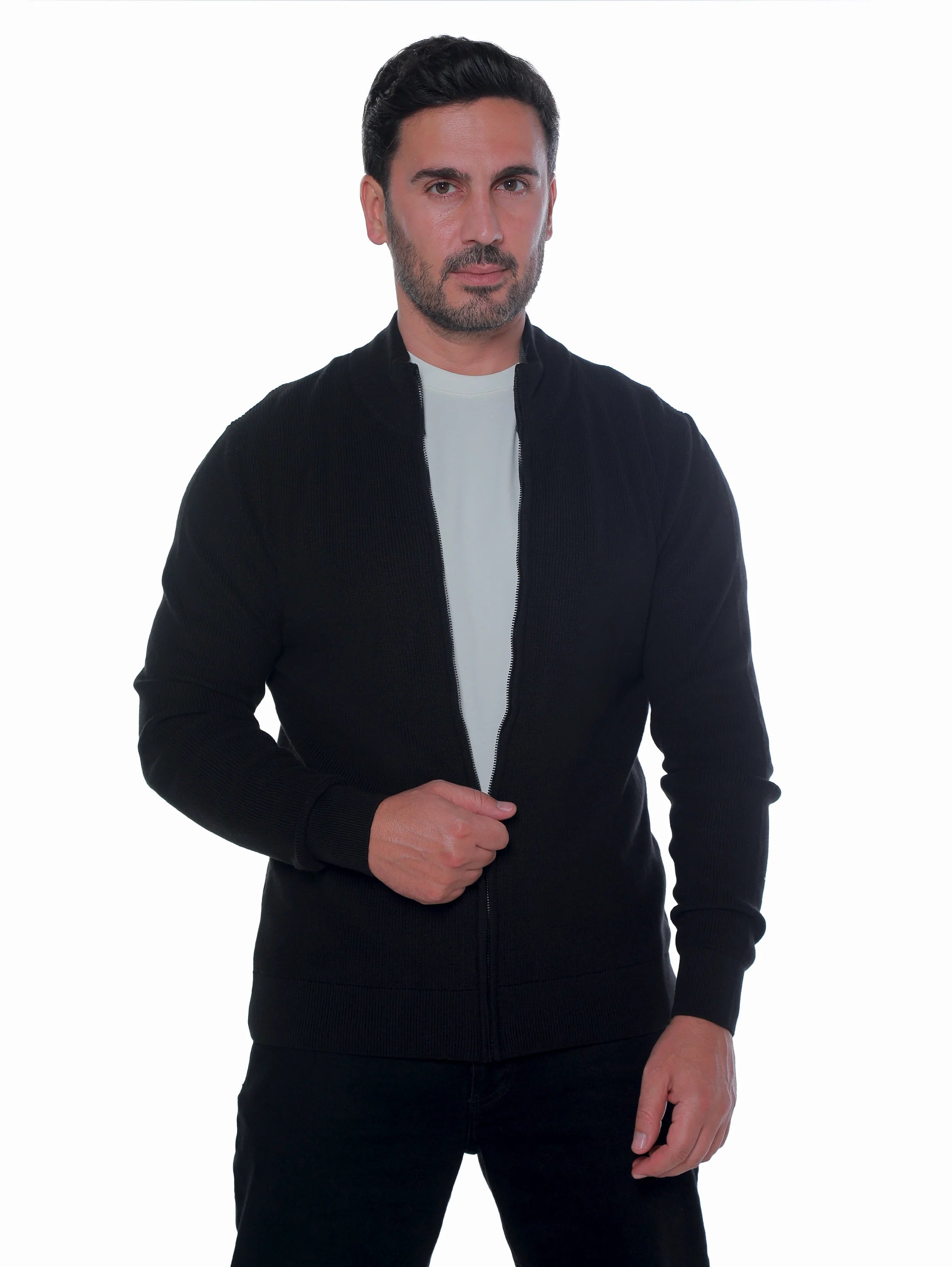 Black Pullover With Full Zipper To Close