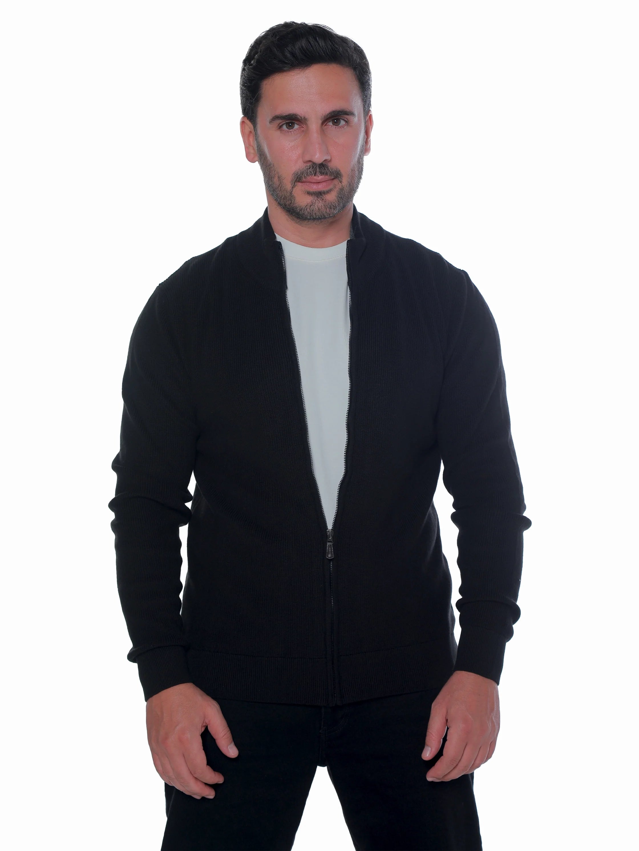 Black Pullover With Full Zipper To Close