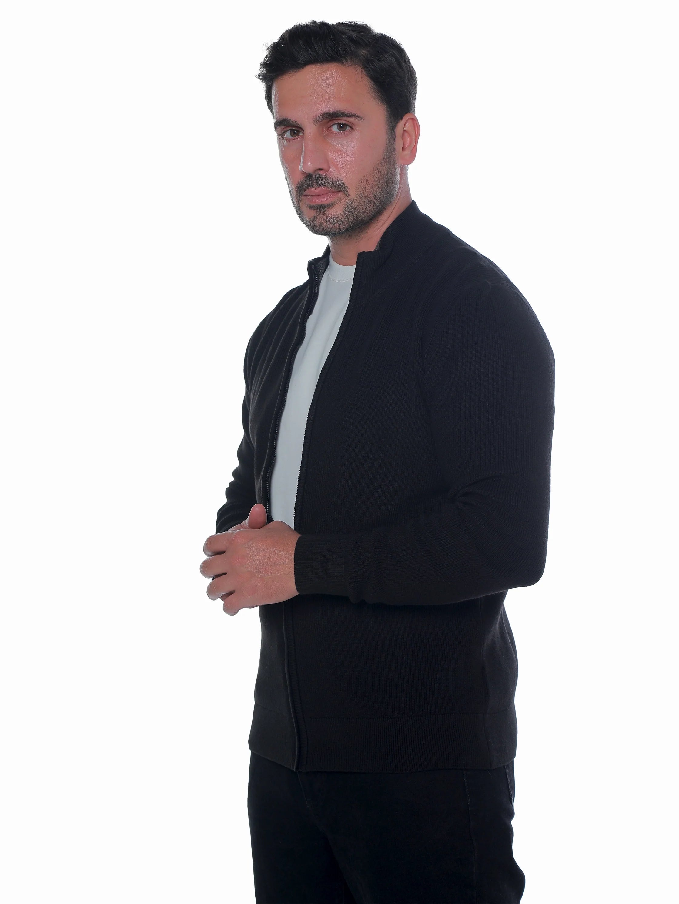 Black Pullover With Full Zipper To Close