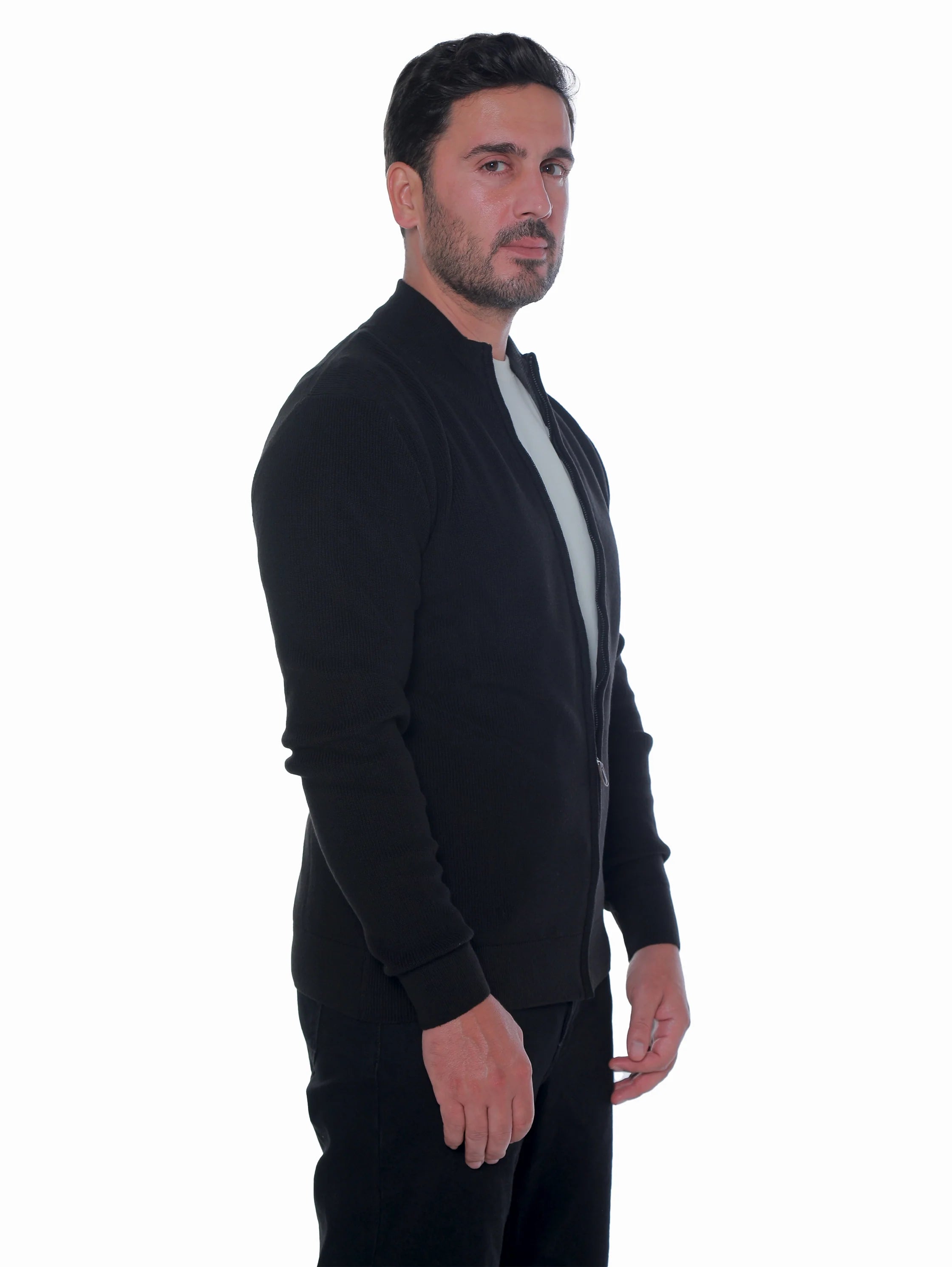 Black Pullover With Full Zipper To Close