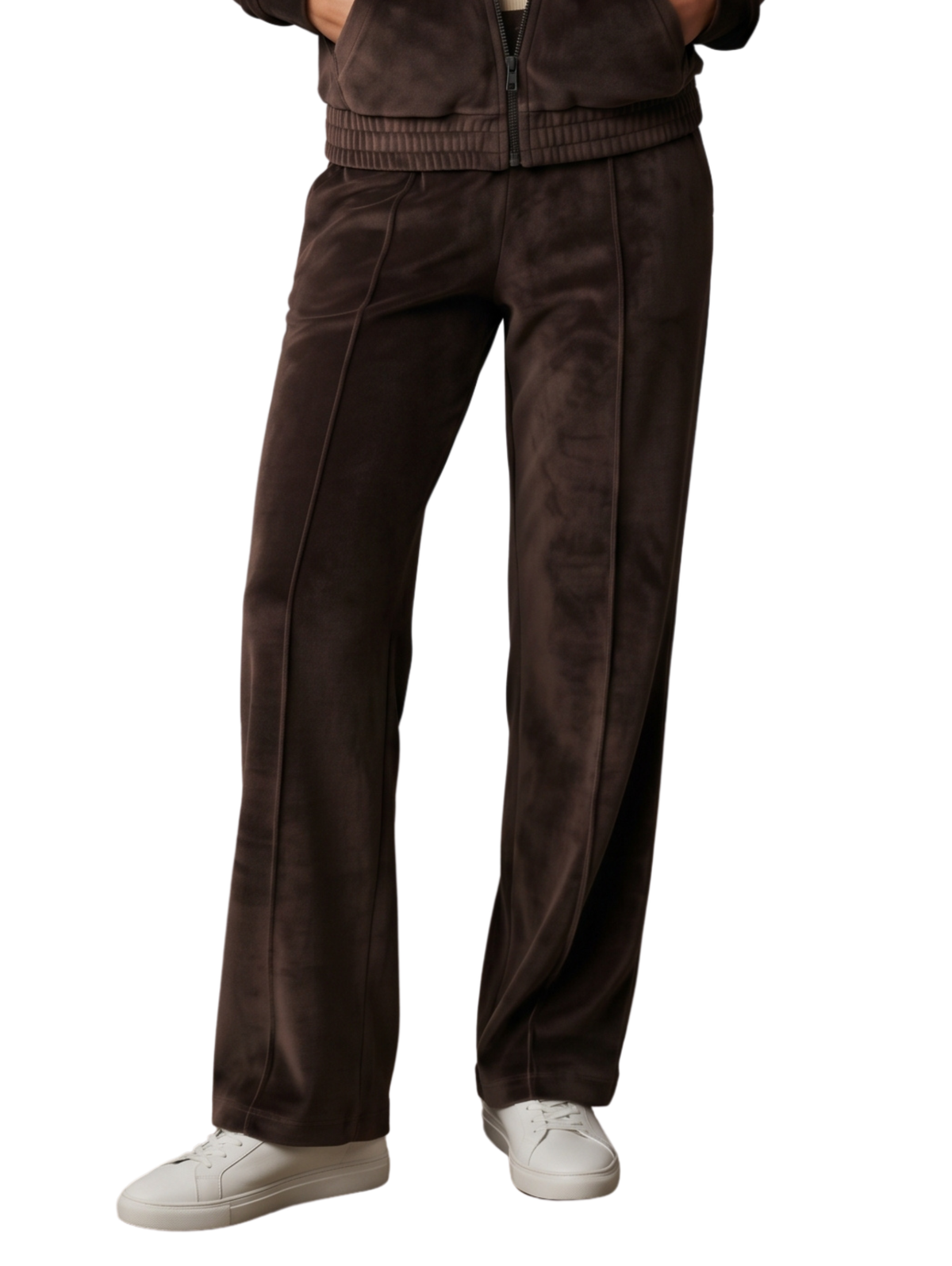 Brown Zip-Up Hoodie And Sweatpants Set