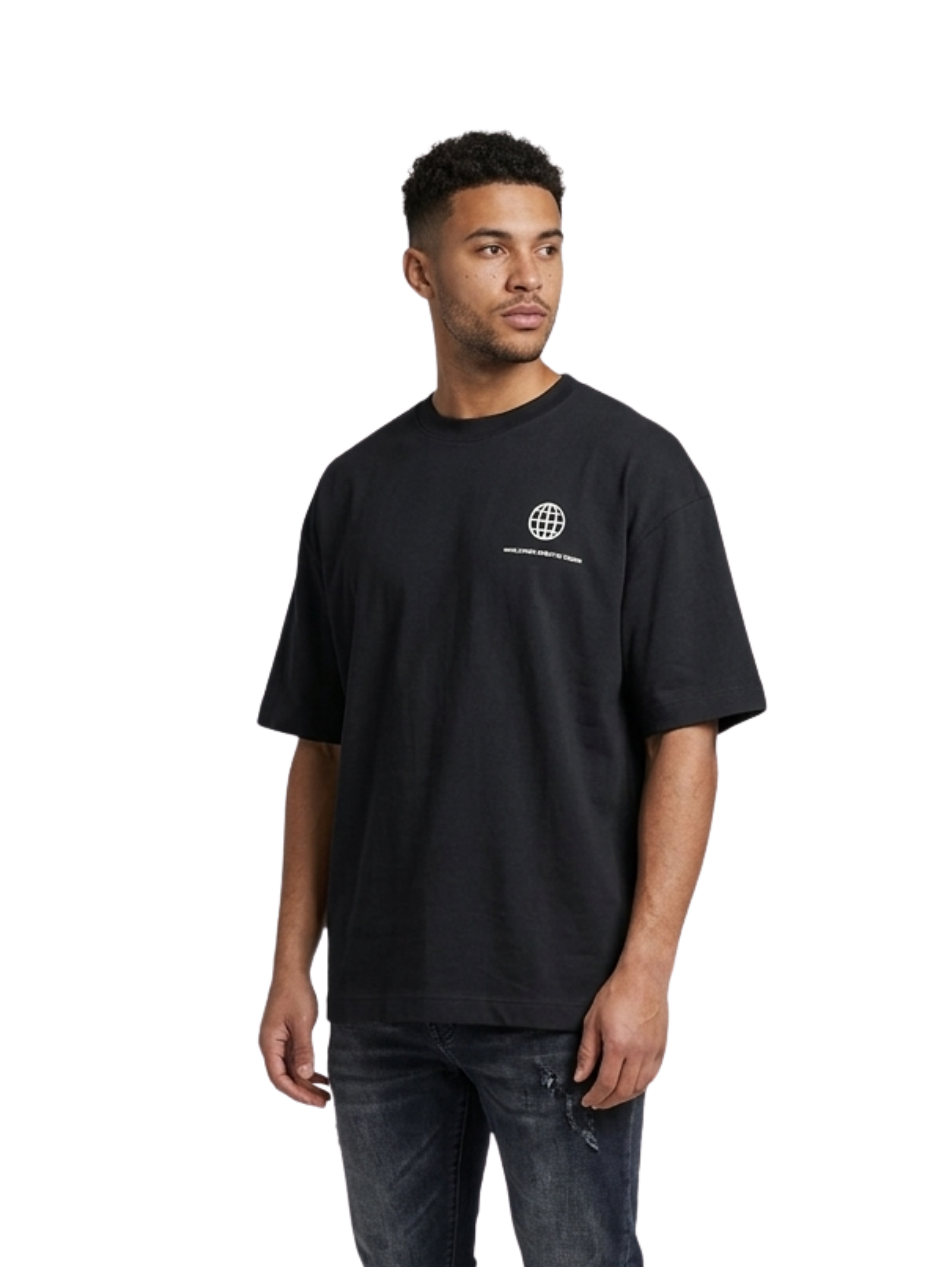 Oversized Black Round T-Shirt With Back Design