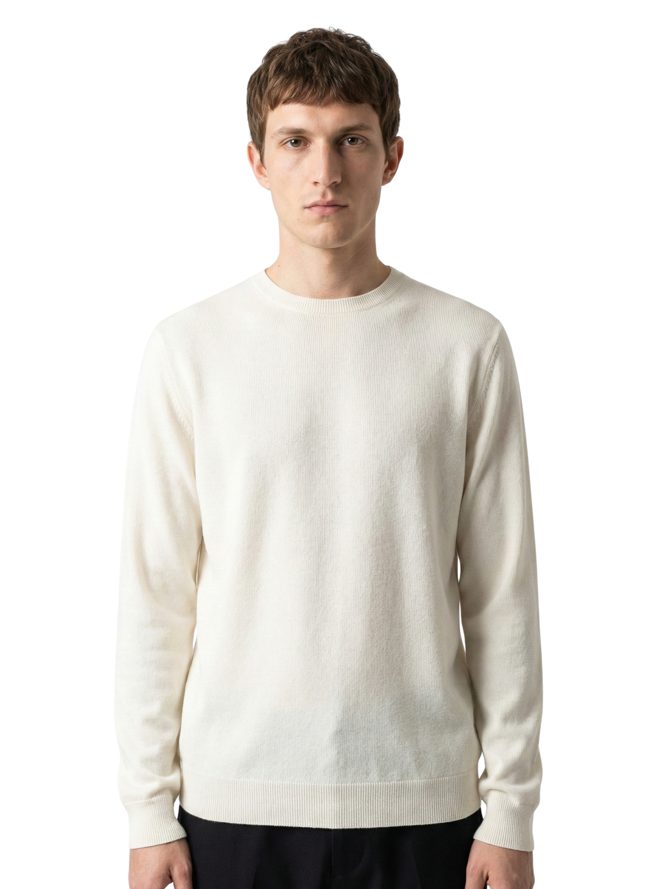 Damat Round Neck Knitwear Offwhite Long Sleeve Pullover