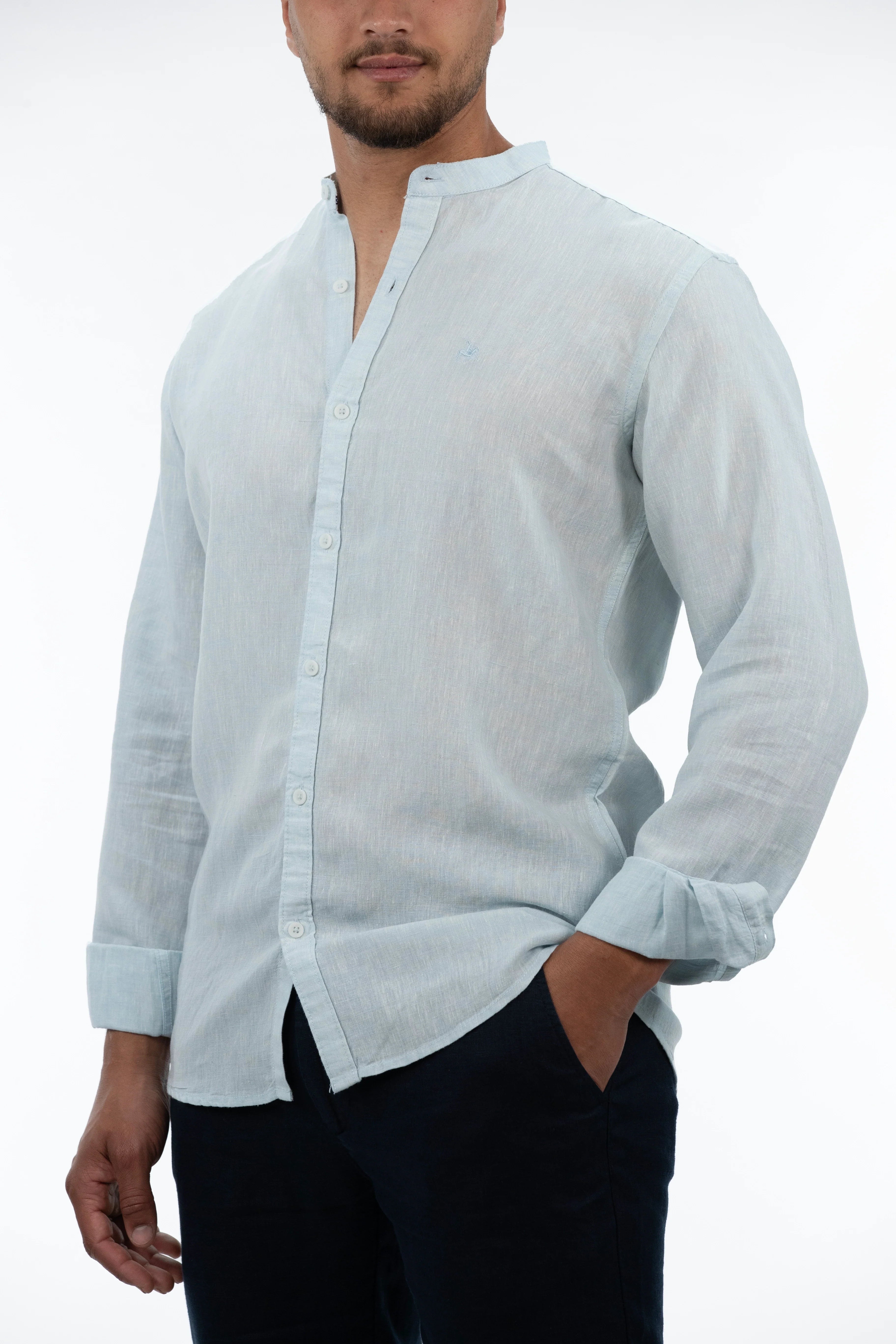 Linen Buttoned Light Blue Shirt