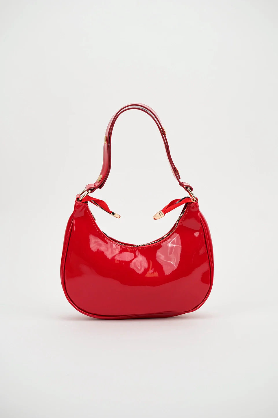 Oval Short Handle Shoulder Red Bag