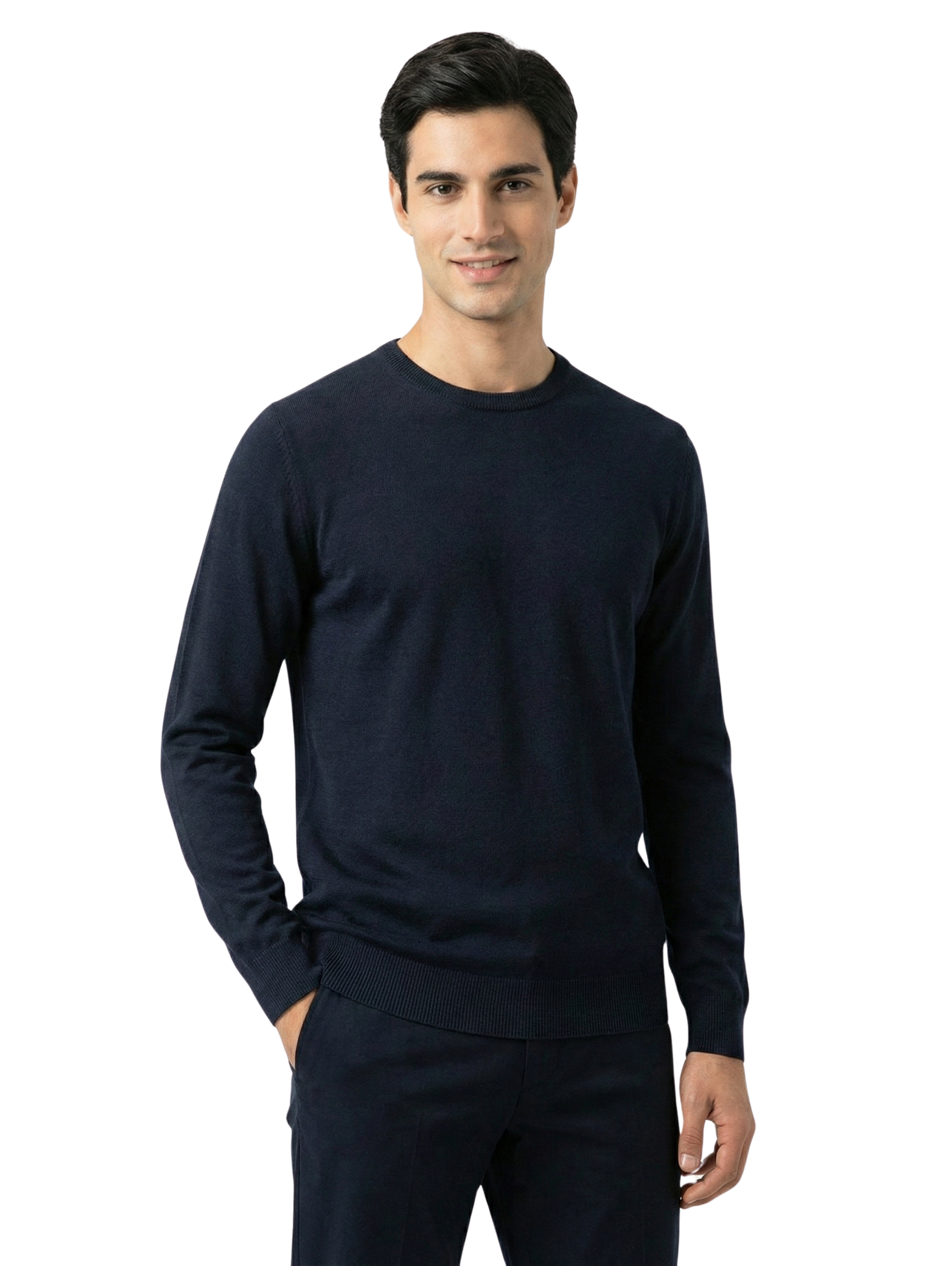 Damat Round Neck Knitwear Black Long Sleeve Pullover