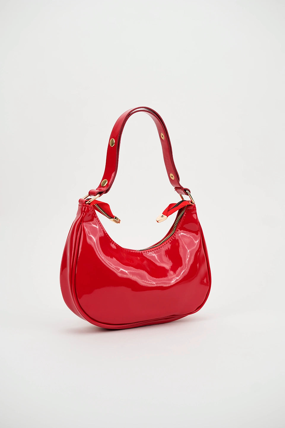 Oval Short Handle Shoulder Red Bag