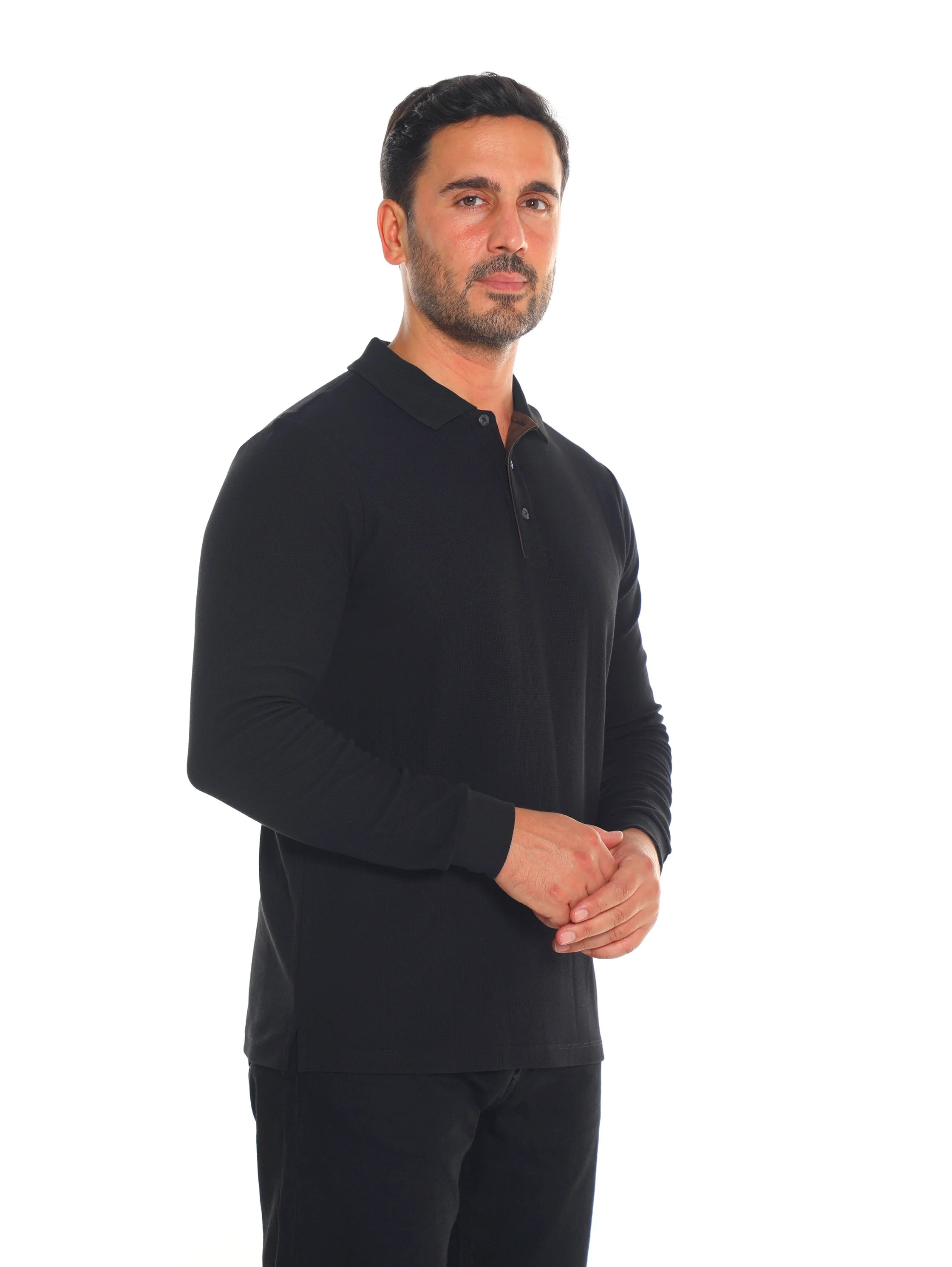 Black Long Sleeved Polo