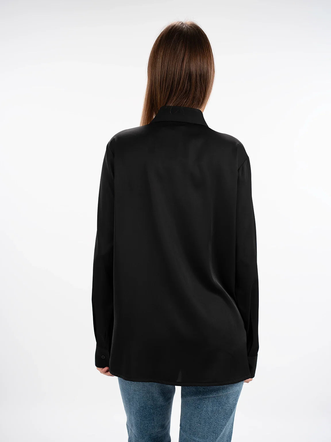 Long Sleeved Black Shirt With Button To Close