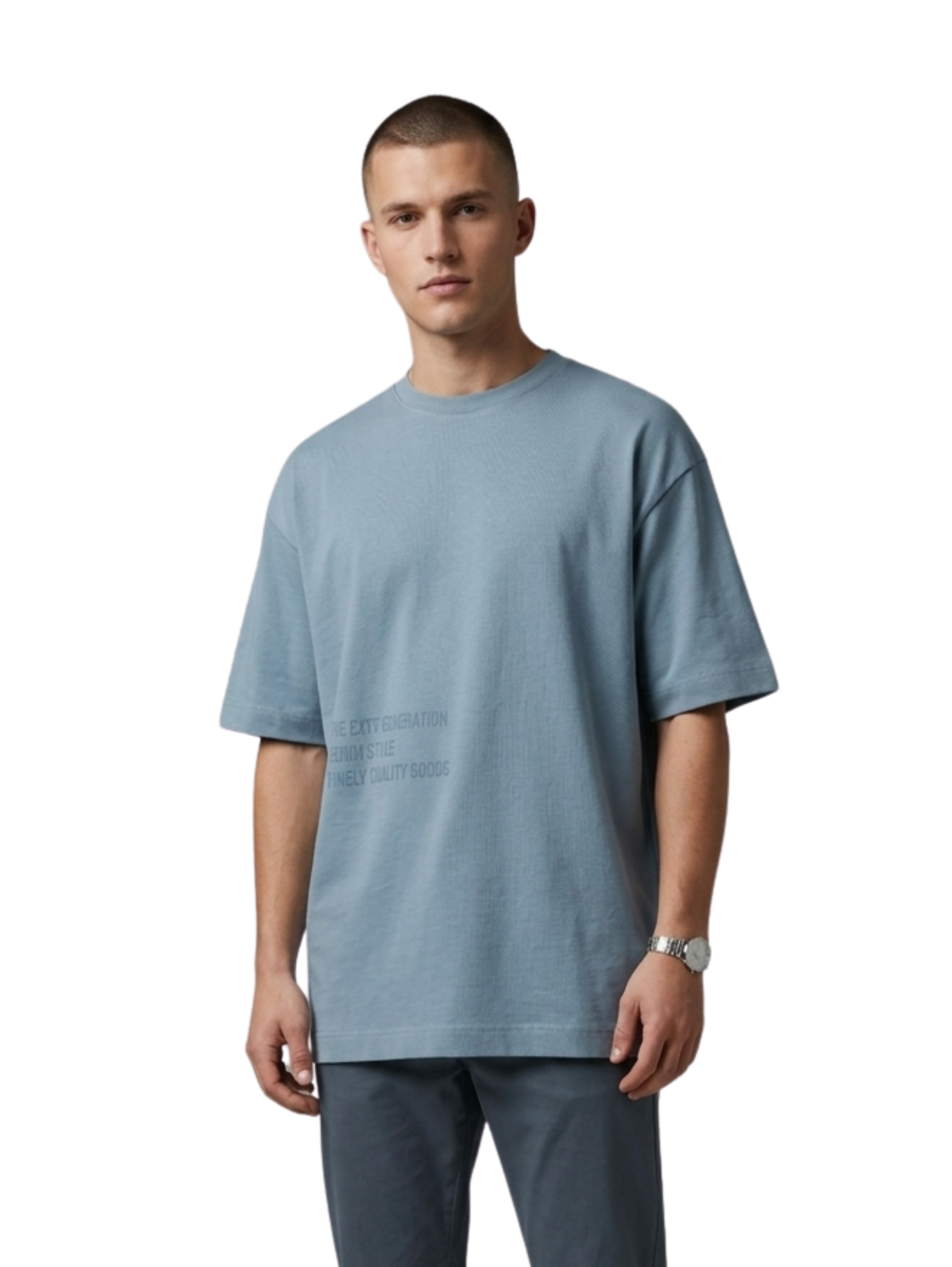 Oversized Denim Round T-Shirt