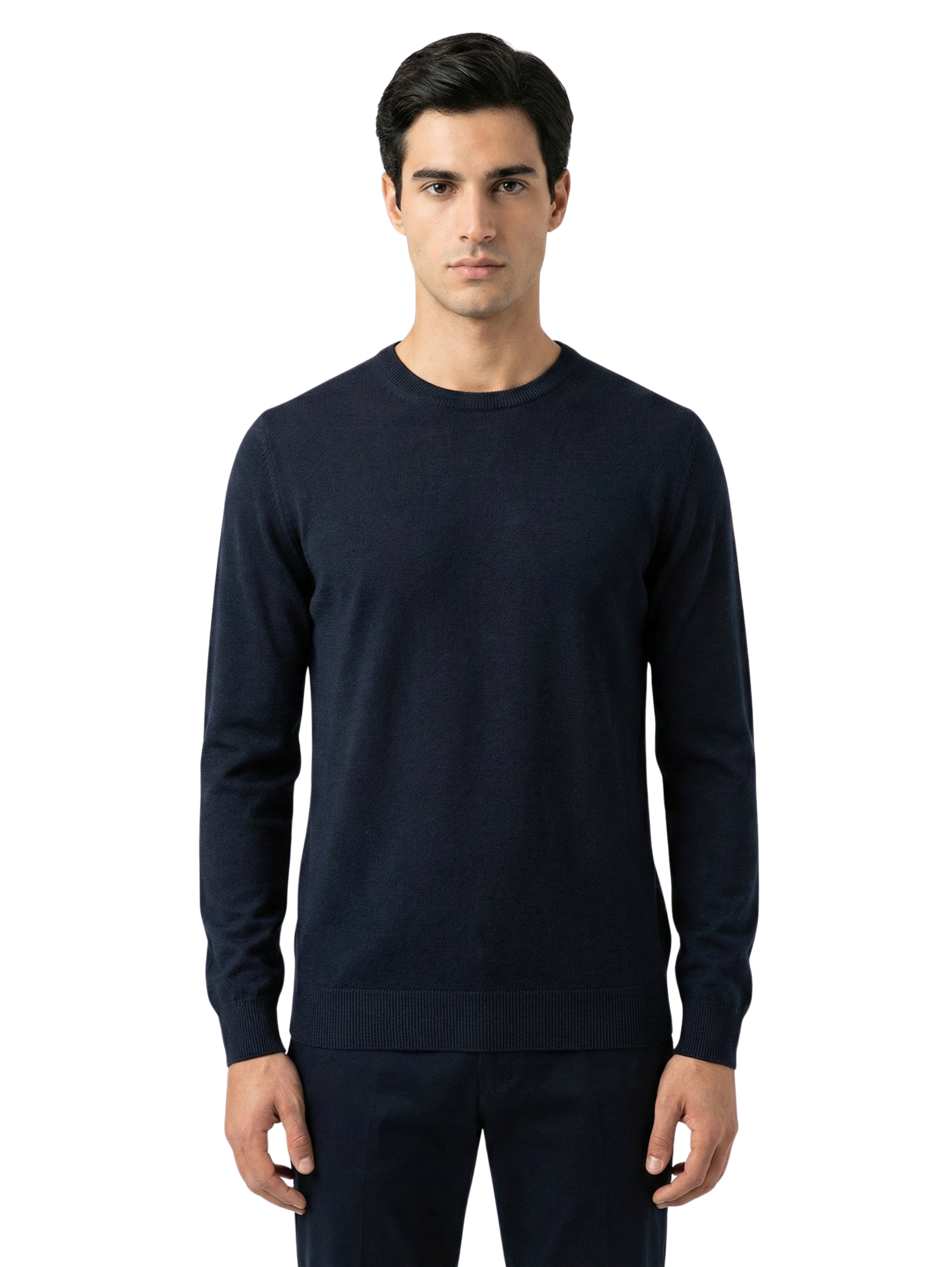 Damat Round Neck Knitwear Black Long Sleeve Pullover
