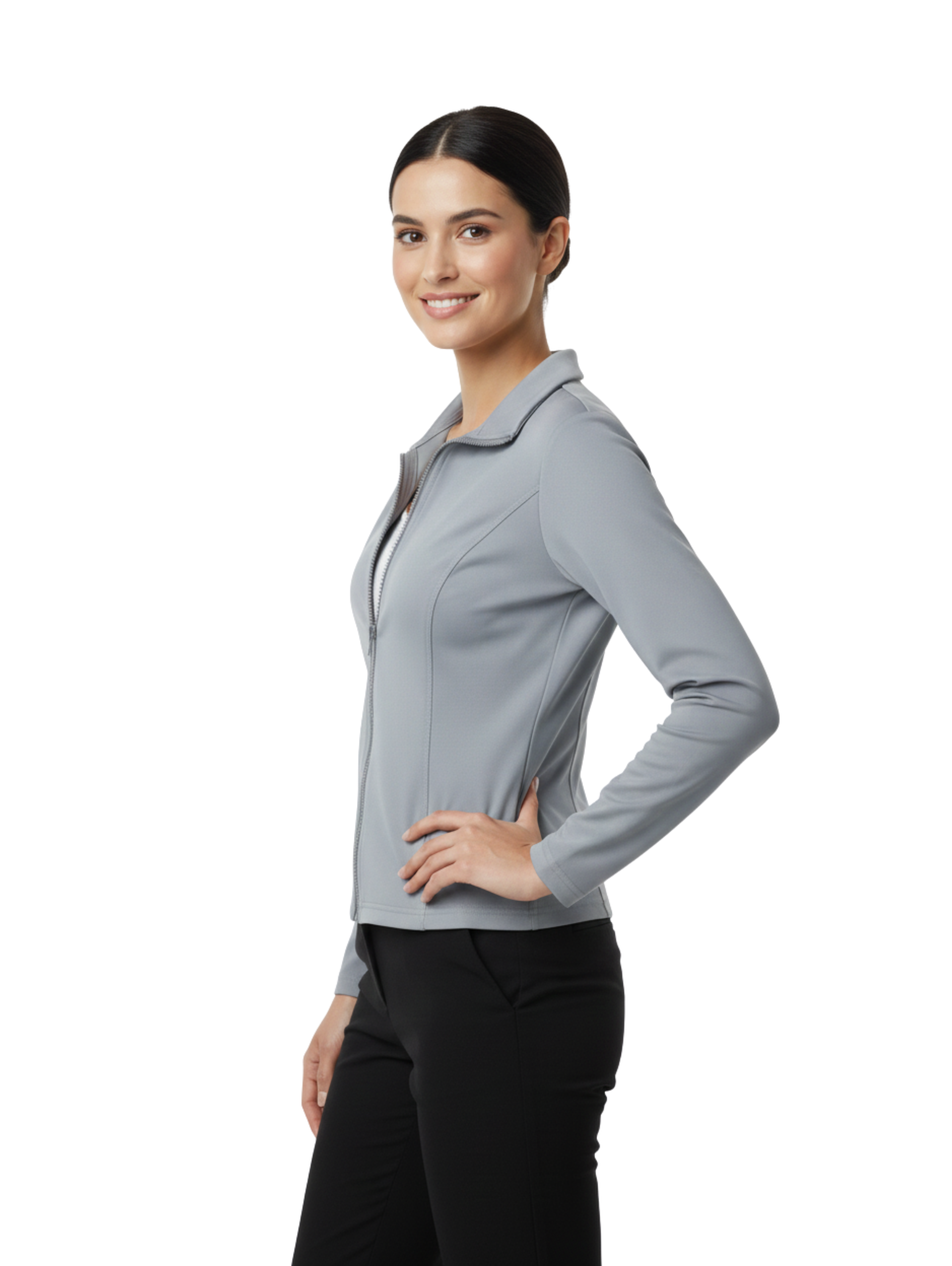 Slim Grey Zippered Sport Jacket