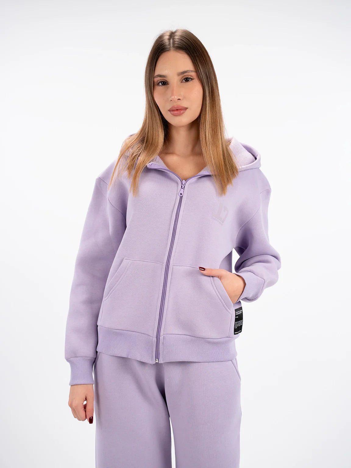 Purple Fleeced Jacket With Hood