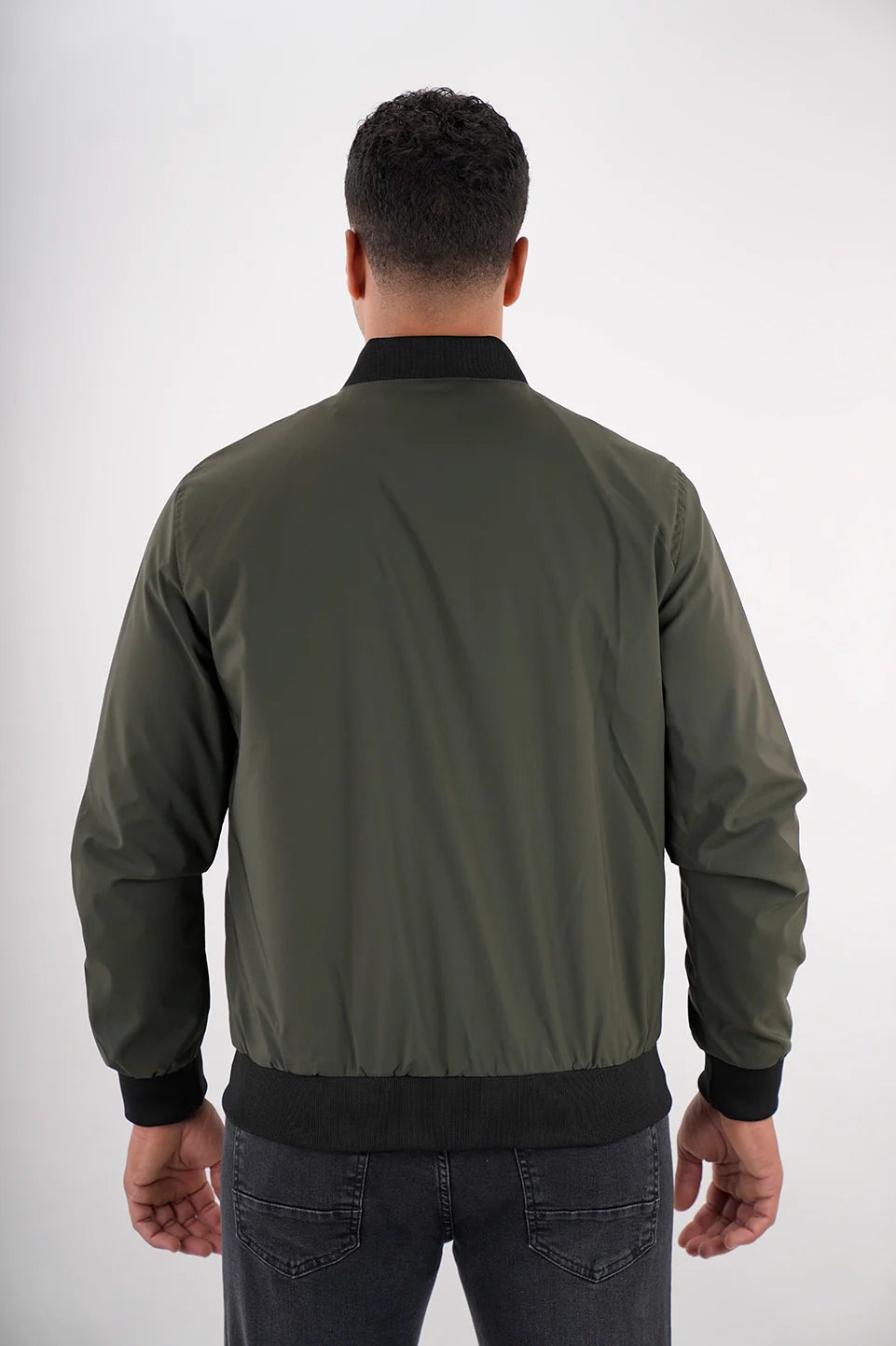 Khaki Bomber Jacket With Zipper To Close