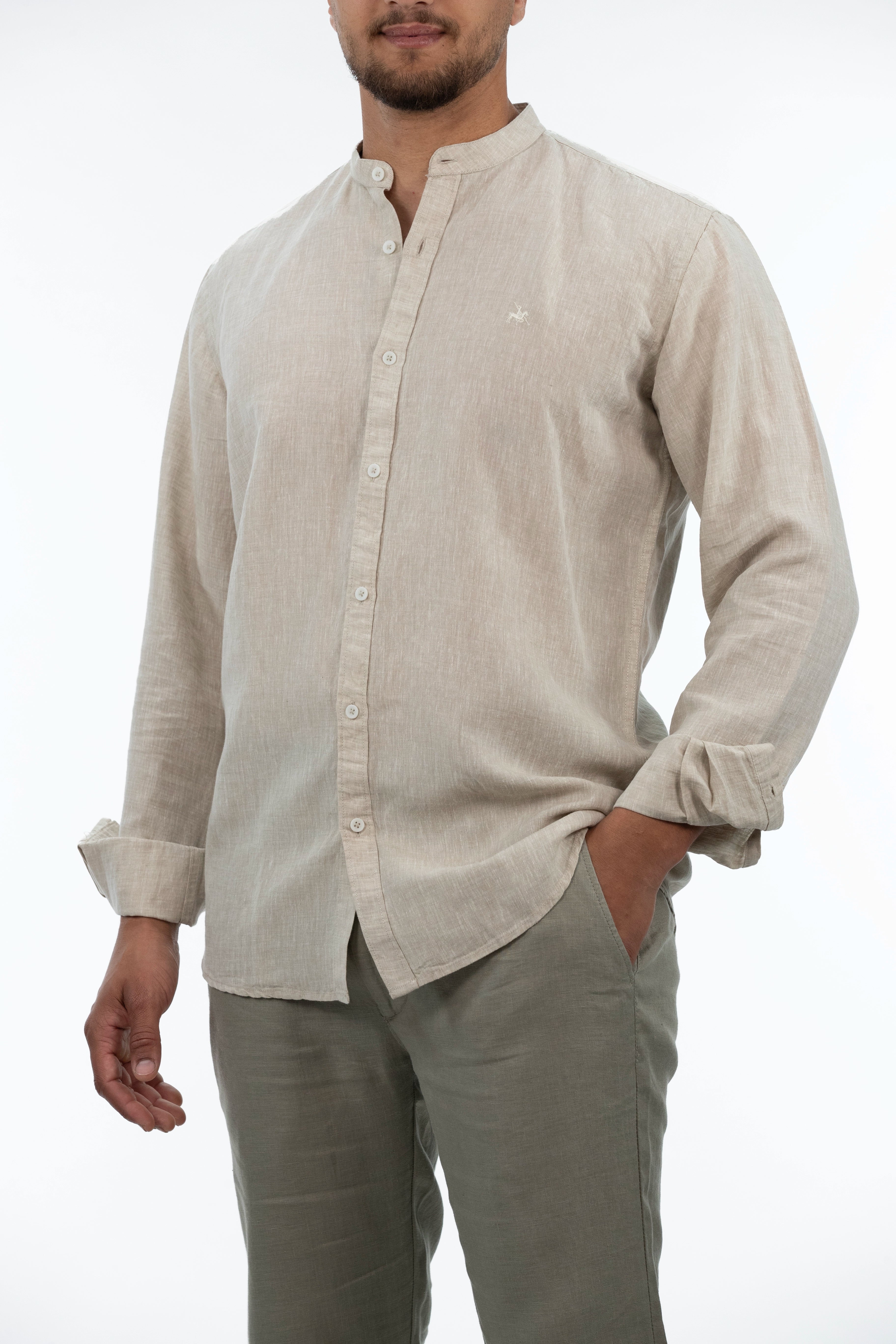 Linen Buttoned Beige Shirt