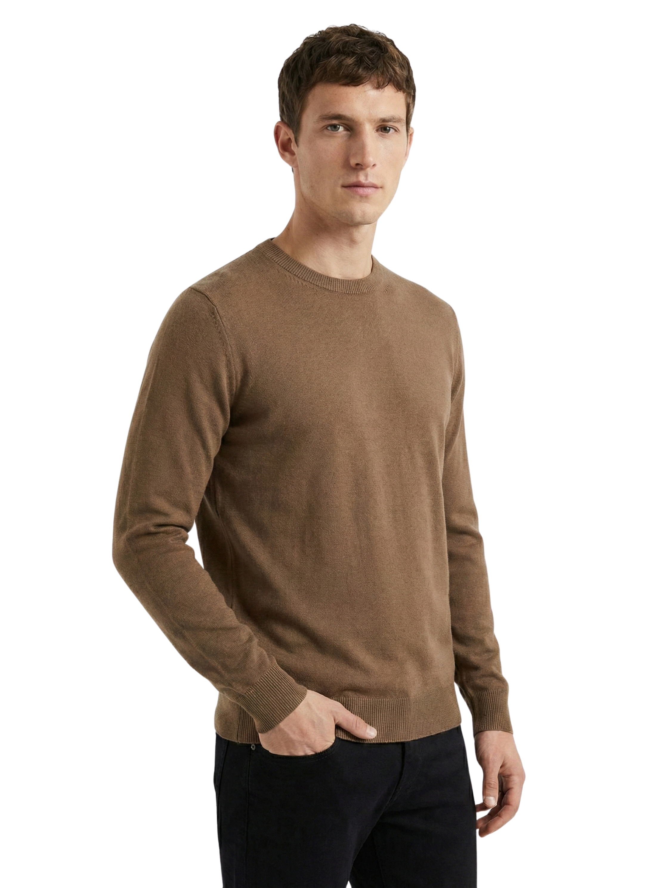 Damat Round Neck Knitwear Brown Long Sleeve Pullover