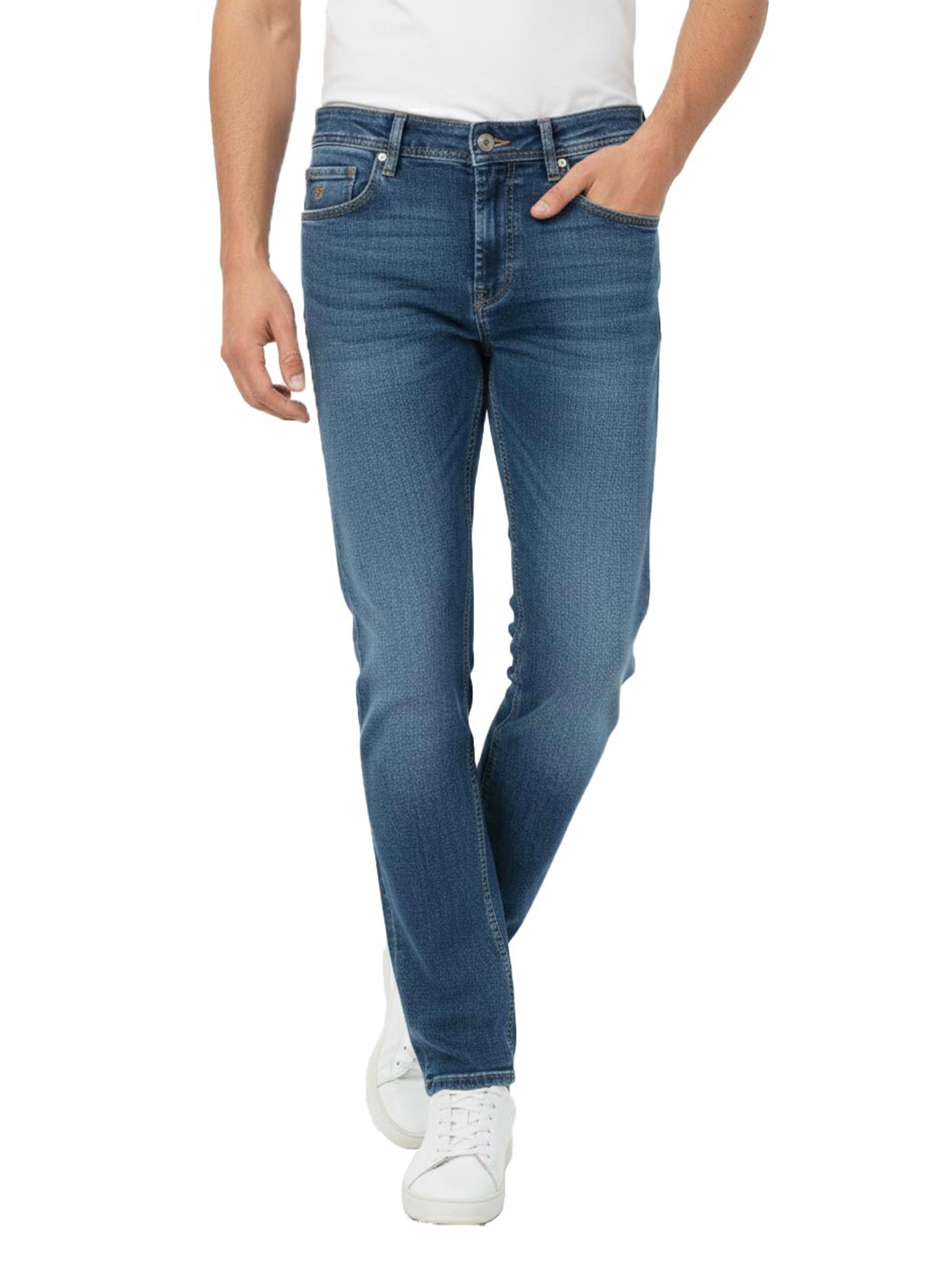 Slim Straight Blue Denim Jeans Five Pockets Style