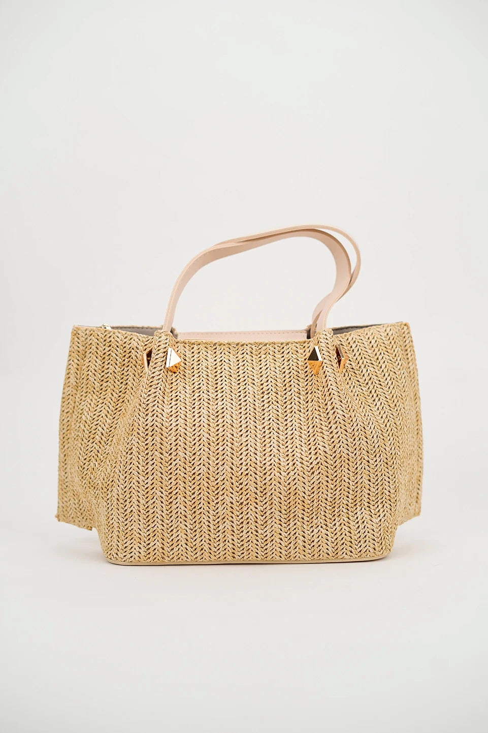 Stripe Bamboo Beige Hand Bag