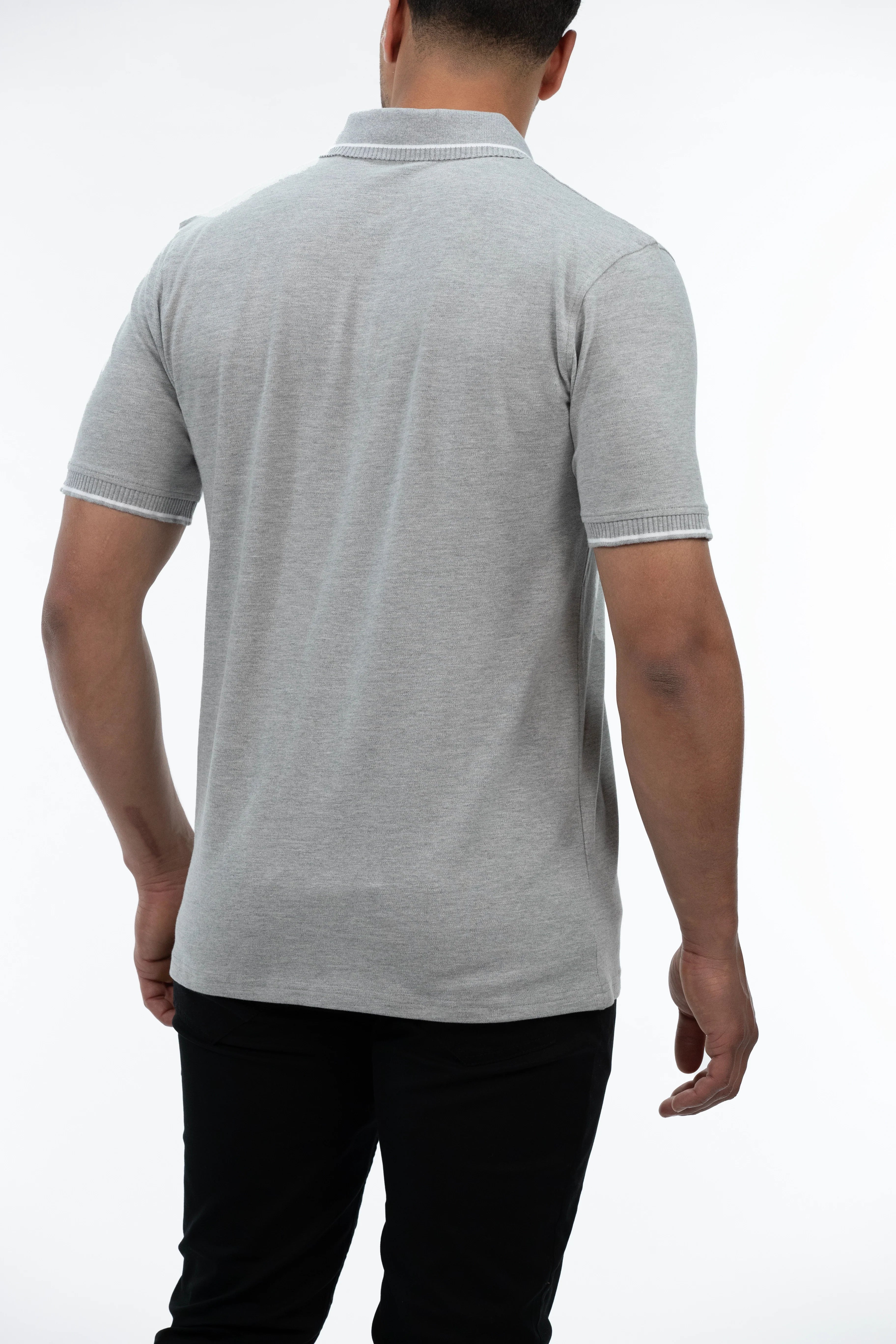 Grey Polo With Half Zipper Design