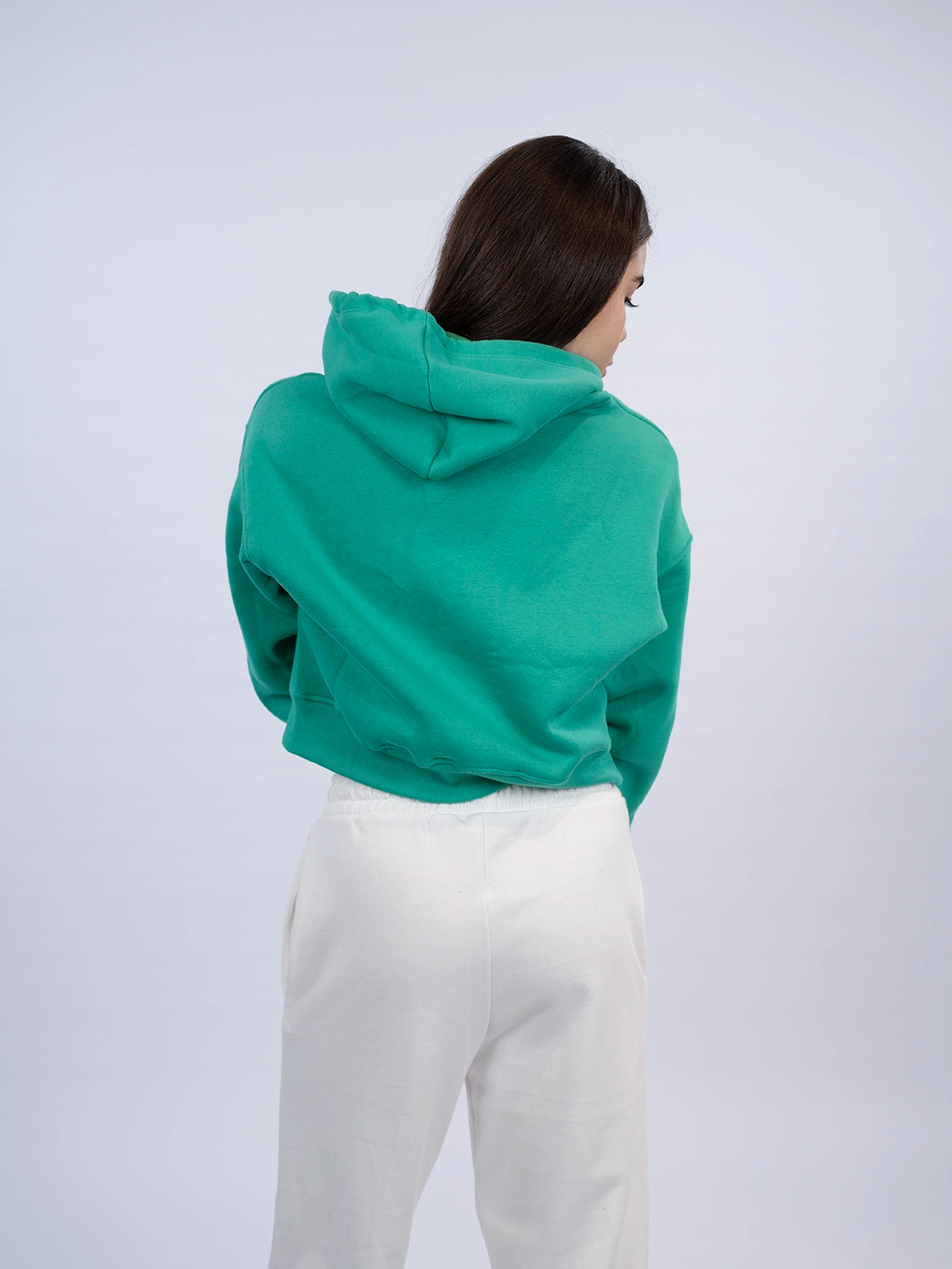 Zippered Green Crop Hoodie